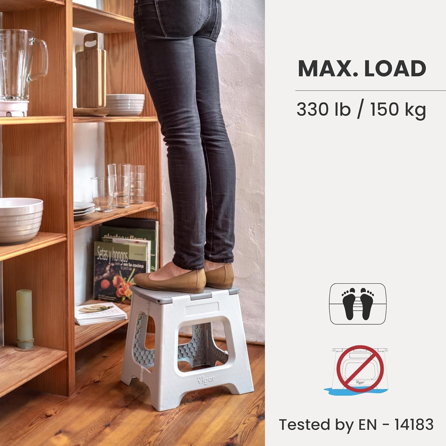 Durable Non-Slip Folding Step Stool – 12.5 Inches, Ideal for Home & RV