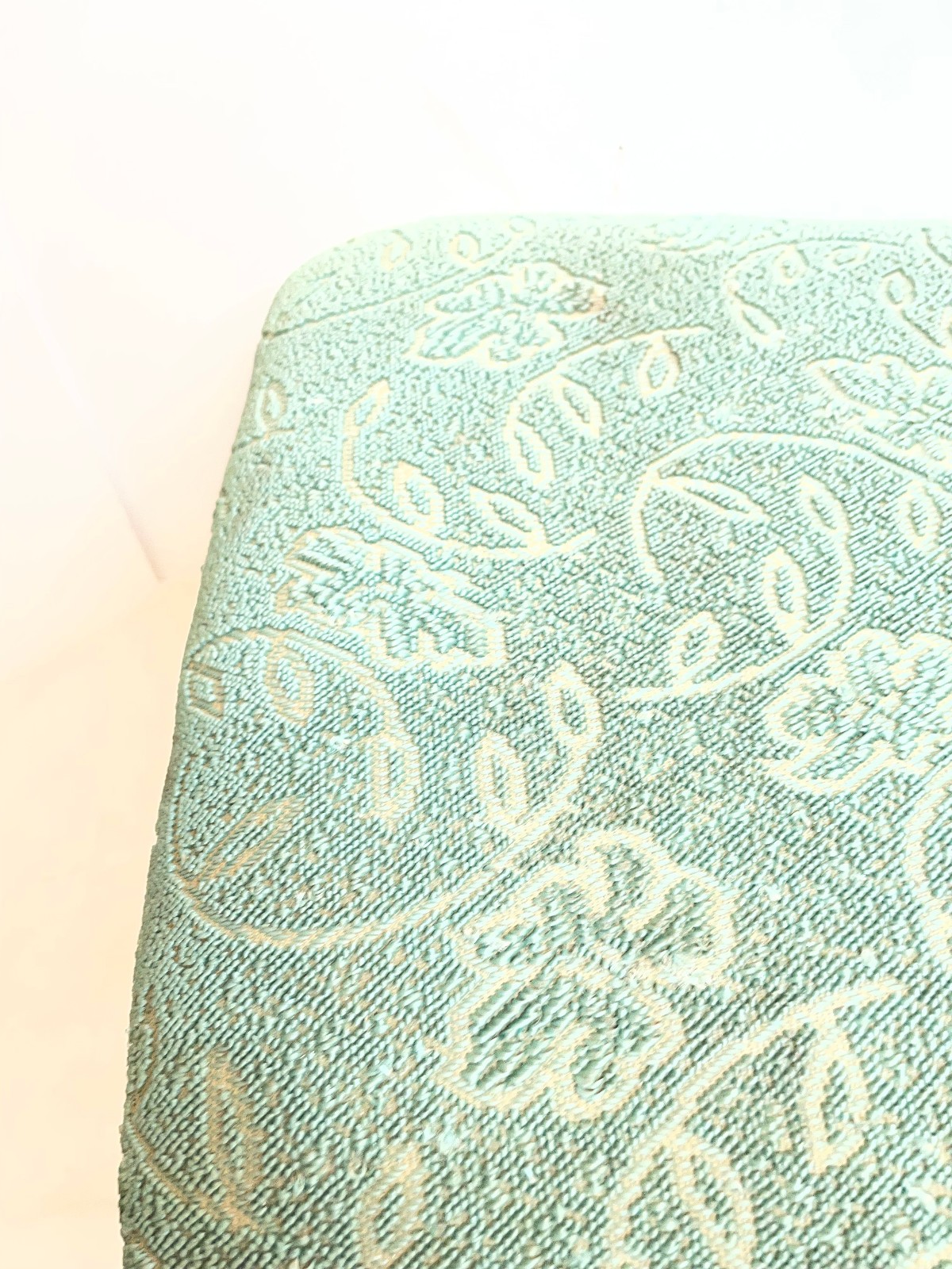 Vintage Foot Stool – Blue Teal Rectangle upholstered Ottoman MCM Mid Century