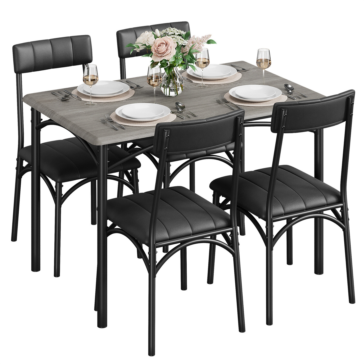 ✔️Dining Table Set for 4 Kitchen Table and Chairs for 4 with Upholstered Chairs
