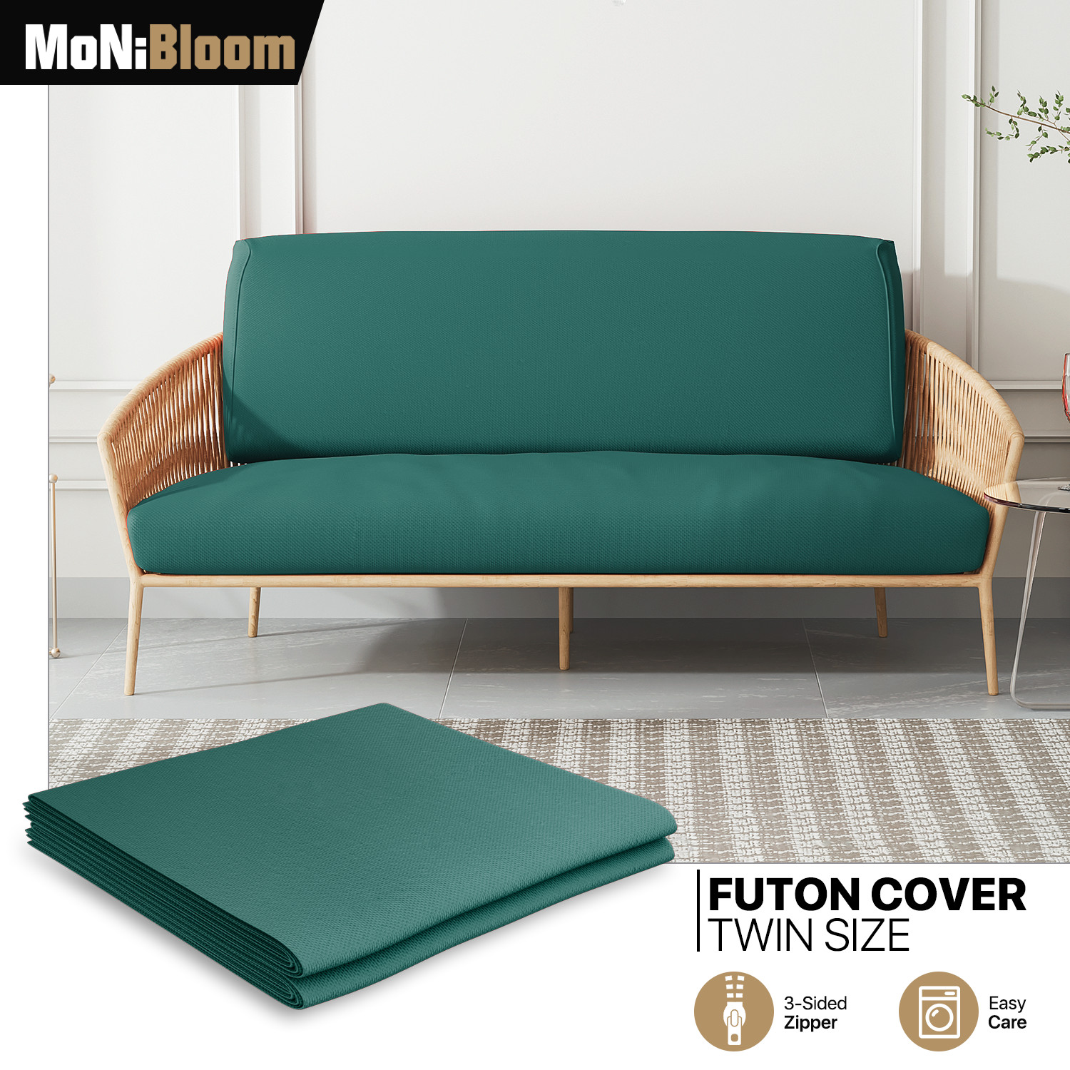 Teal Green Twin Size Slipcovers Cushion Stretch Futon Cover Couch Sofa Protector