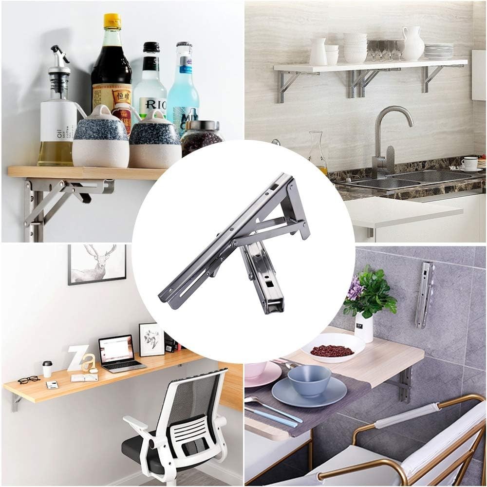 Folding Shelf Brackets – 24 Inch Heavy Duty Stainless Steel Collapsib