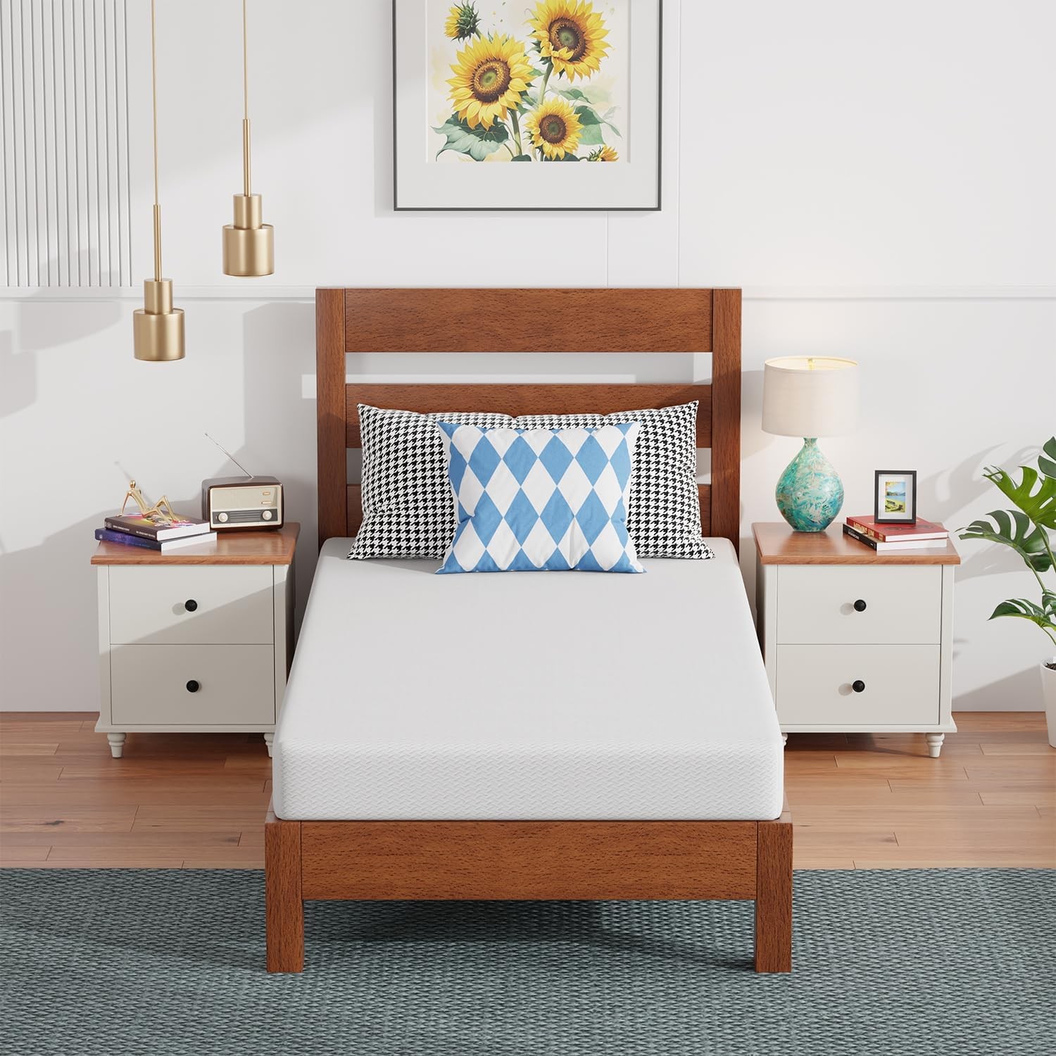 | 8 Inch Twin Mattress | Medium Firm | Gel Memory Foam Mattress | White | Be