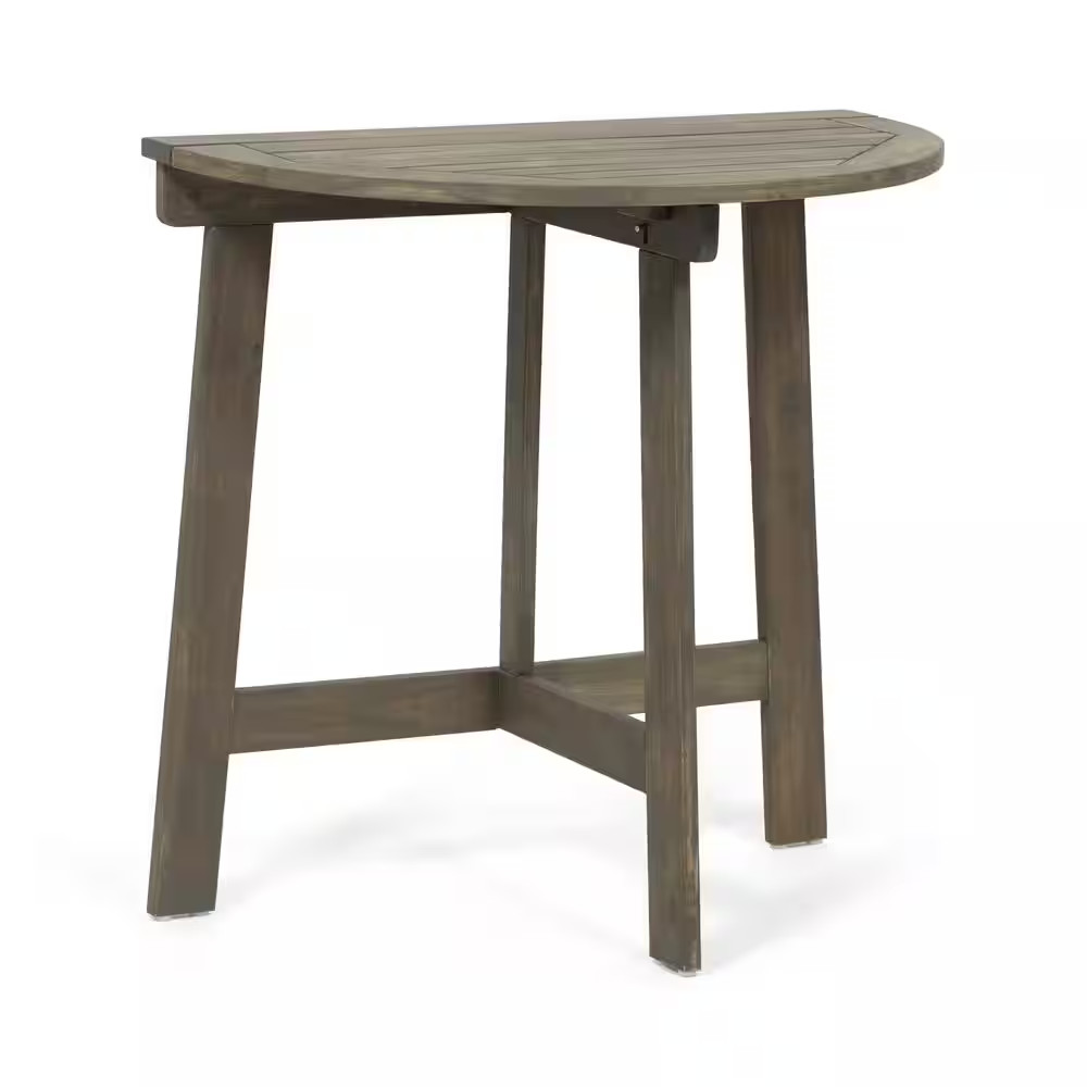 30.75 In. W X 18 In. D X 30 In. H Grey Acacia Wood Half-Round Folding Bistro Tab