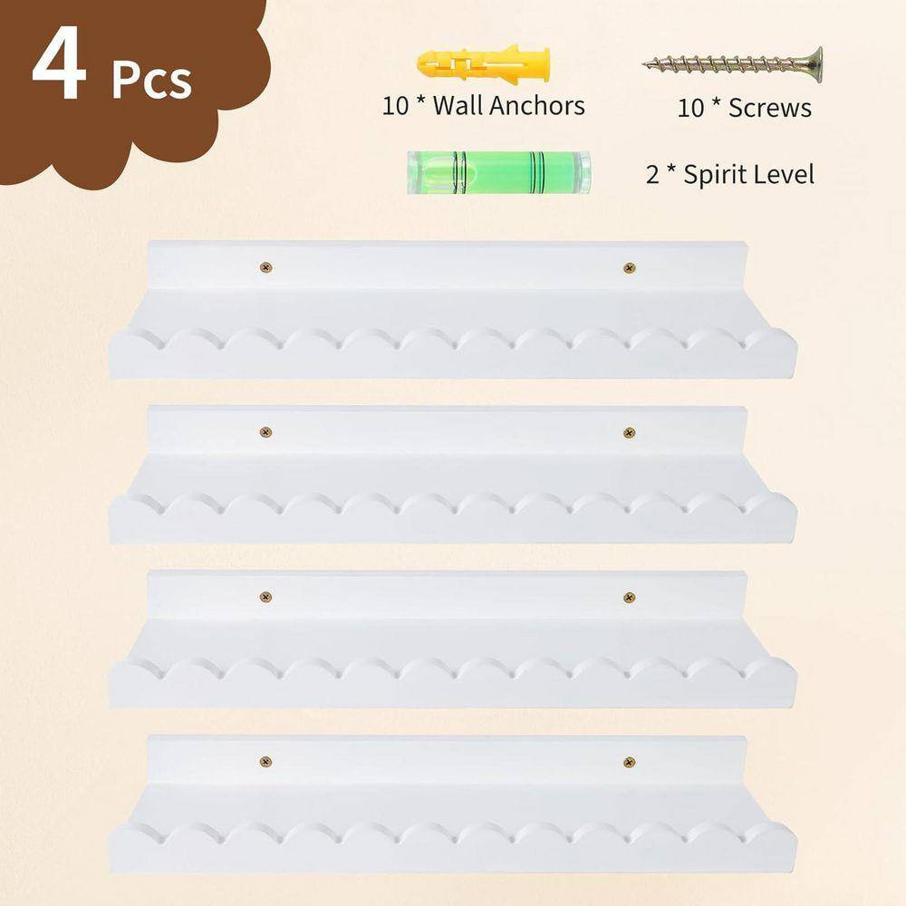 16.5 In. W X 5 In. D White Wood Decorative Wall Shelf, Set of 4