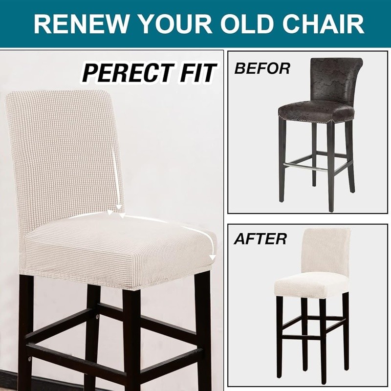 Stretch Barstool Slipcover Durable Jacquard Fabric Easy Care Chair Cover New