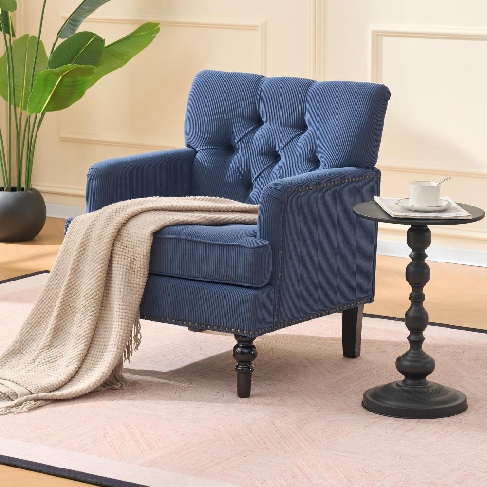 Tufted Club Chair with pillow, Accent Chair, Upholstered Button Armchair