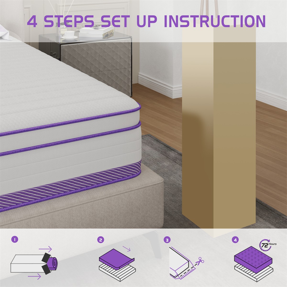 12 Inch King Mattress Gel Memory Foam Pocket Spring Medium Firm Bed in a Box