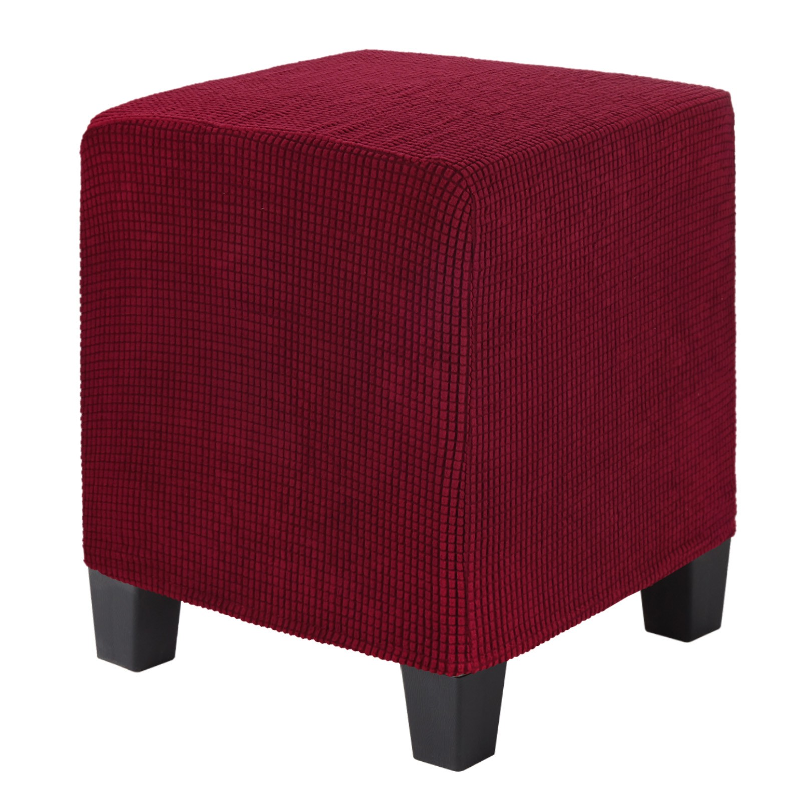 1-Pack 13″x13″x15″ Stretch Square Ottoman Slipcovers Footstool Protector Wine