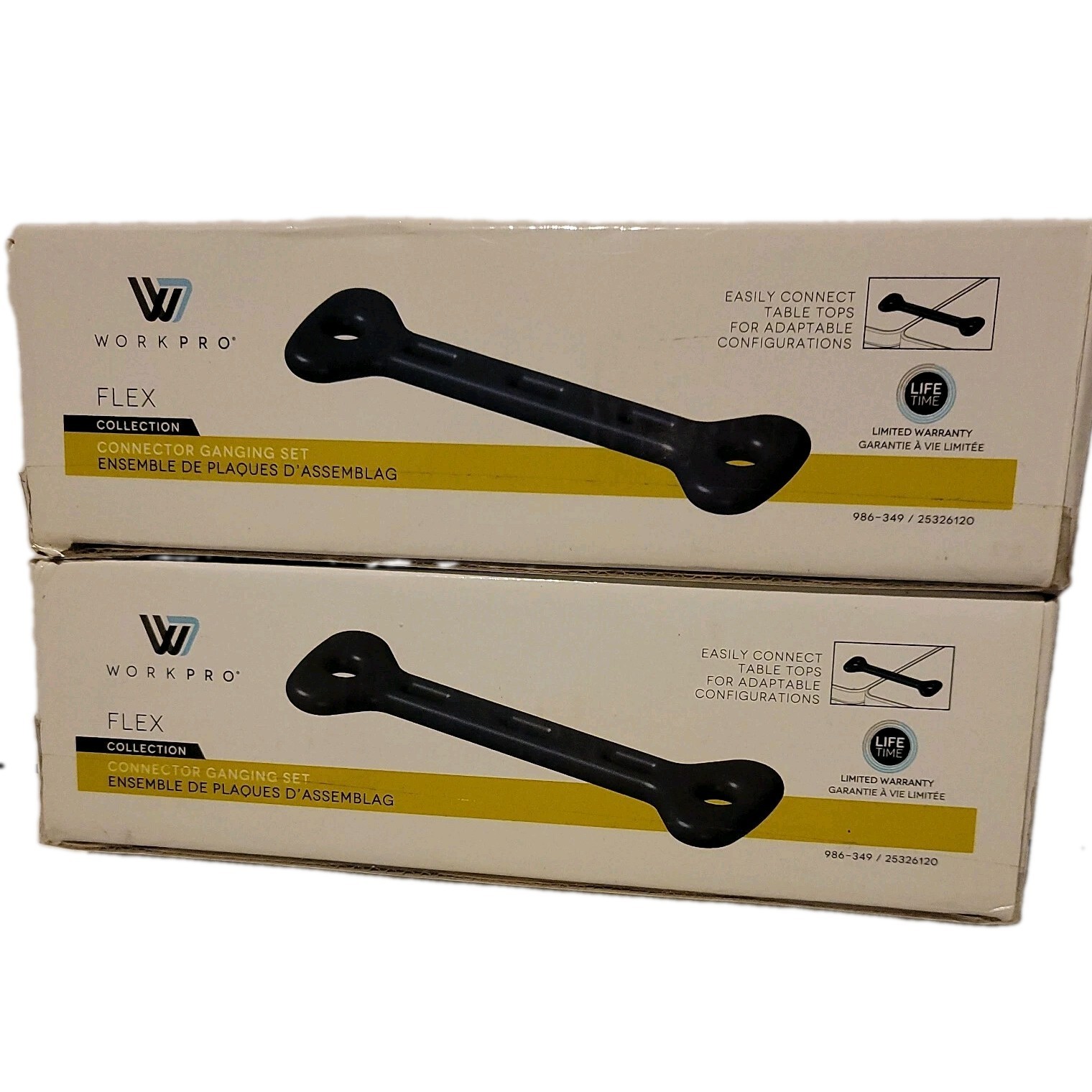WorkPro Black Flex Collection Ganging Connector Set – Connect Table Tops 2 Boxes