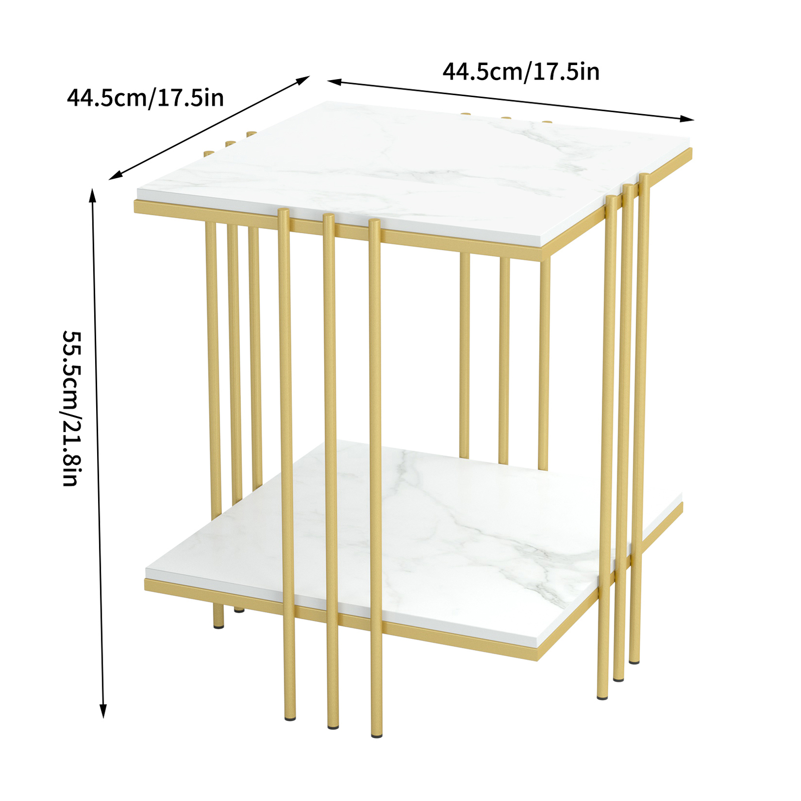 Two Storage Rack Square Side Coffee Table Metal Frame Sintered Stone Living Room