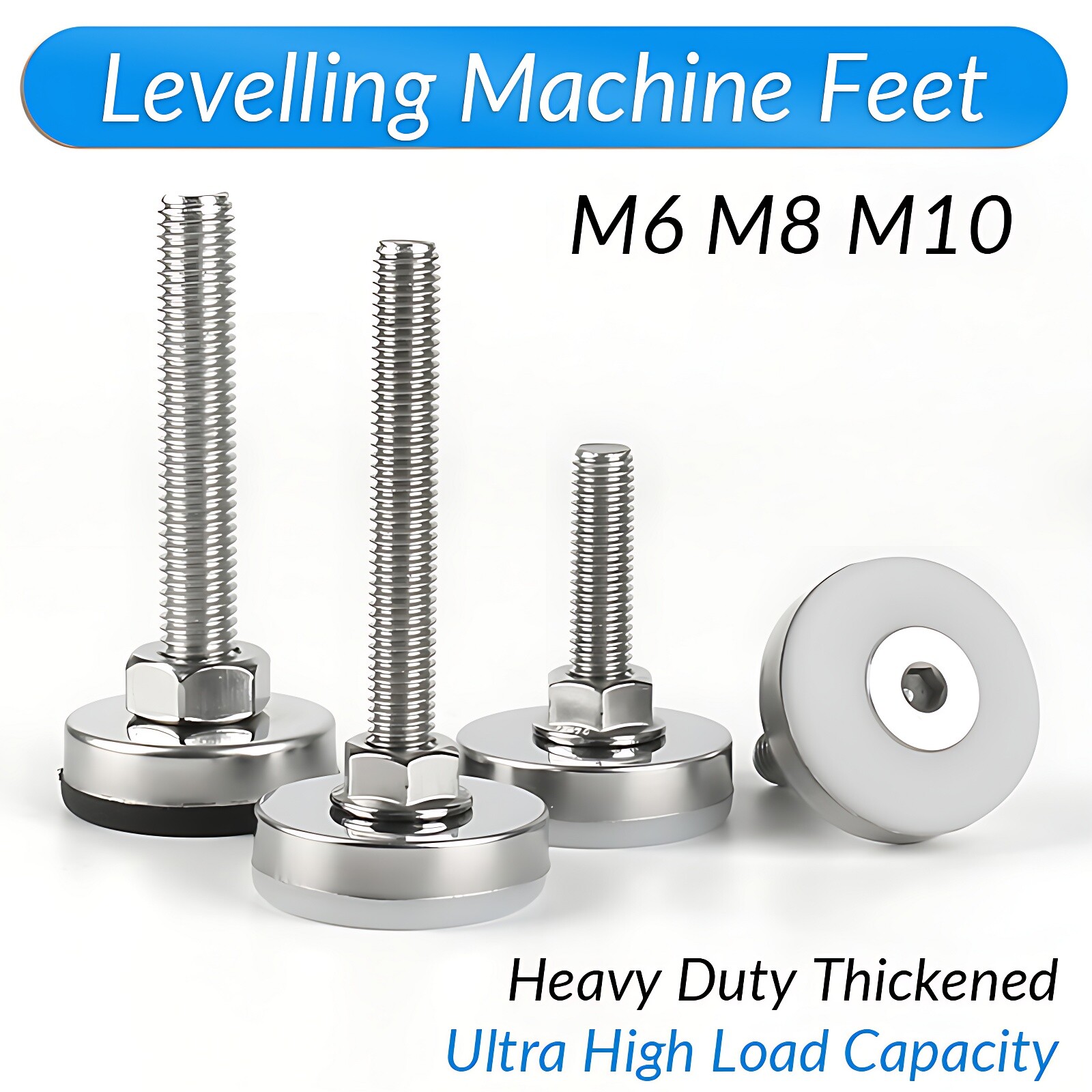 Levelling Machine Feet M6 M8 M10 Screw in Height Adjustable Foot Base 15mm-50mm