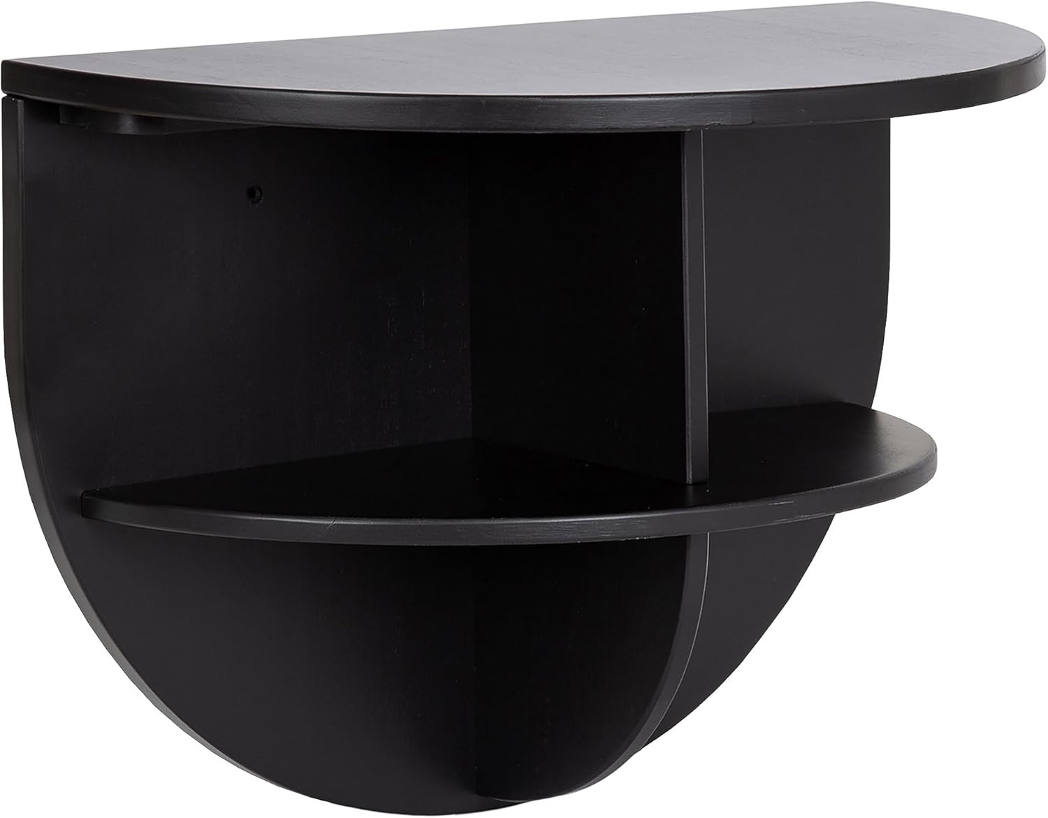 Jalla Modern Black Wooden Floating Side Table with Shelves for Extra Storage