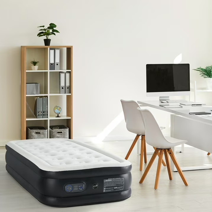 edx Twin Air Mattress 18in Built-in Pump Inflatable Bed Camping Guest Indoor