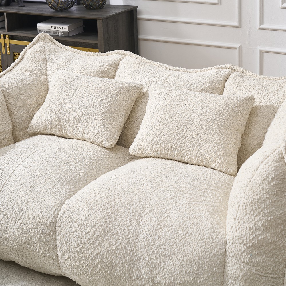 2-Seater Soft Beanbag Sofa, High Resilience Foam, Square Recliner