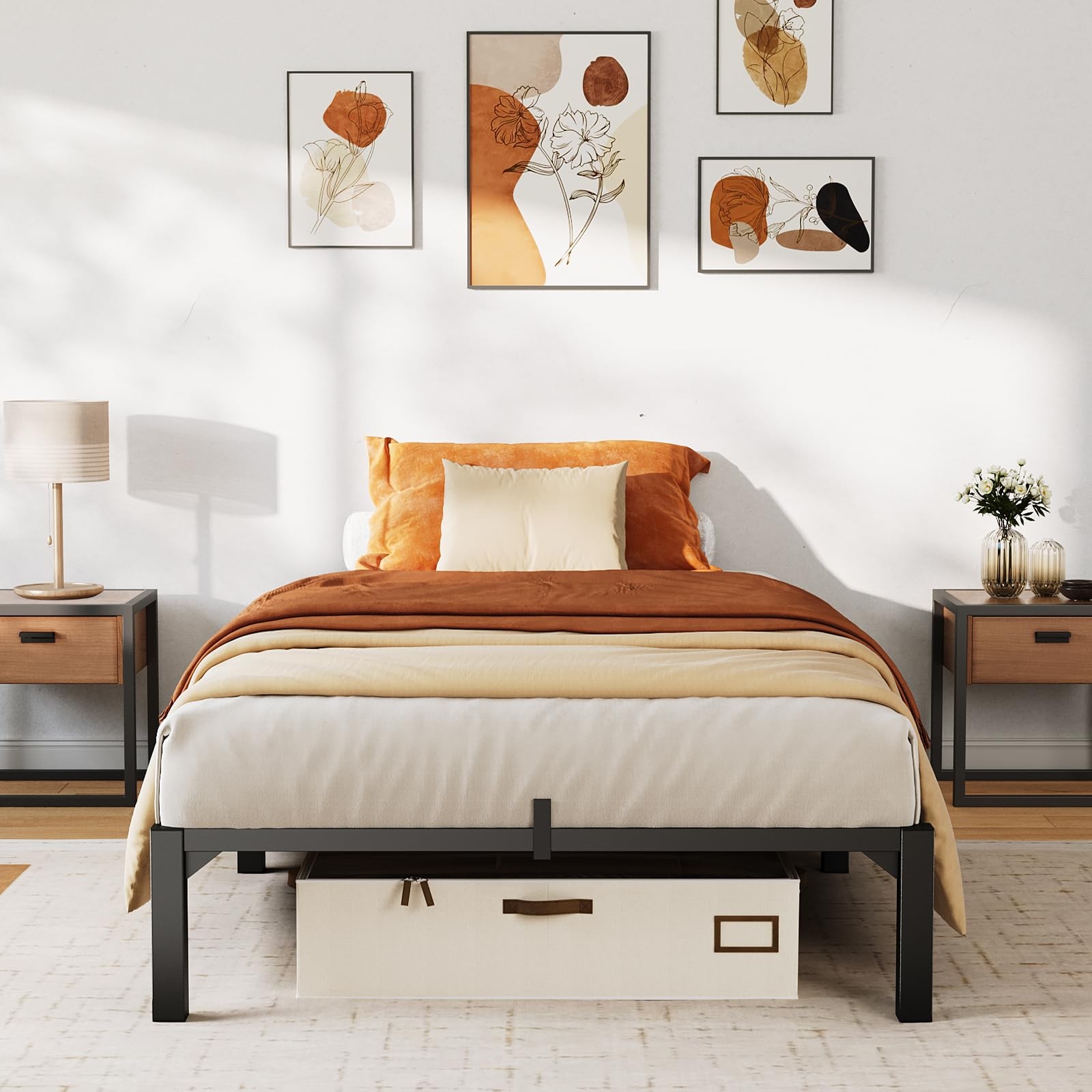 Twin Full Queen King Metal Platform Bed Frame w/ Iron Slat Support Legs 800 Lbs