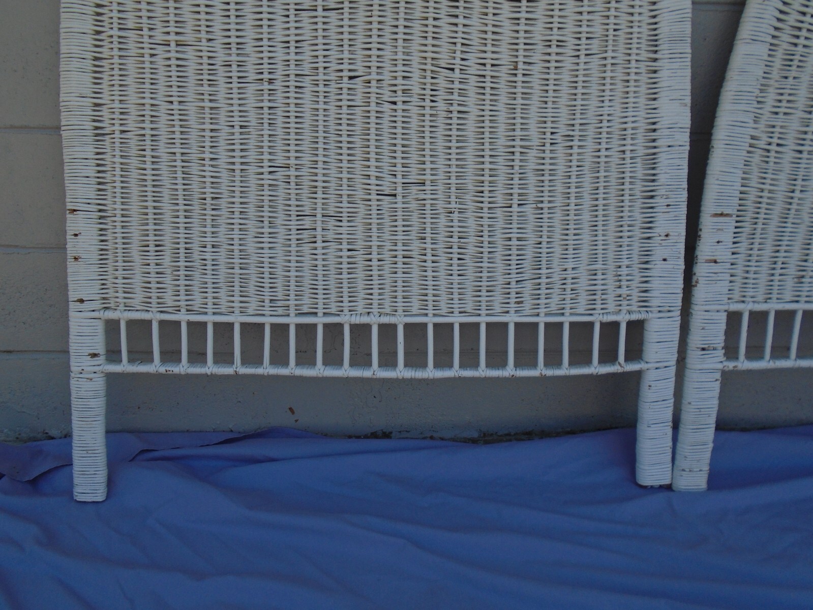 Pair Thick Wicker Twin size headboards 2 Regency Rattan Bamboo Mid century MCM