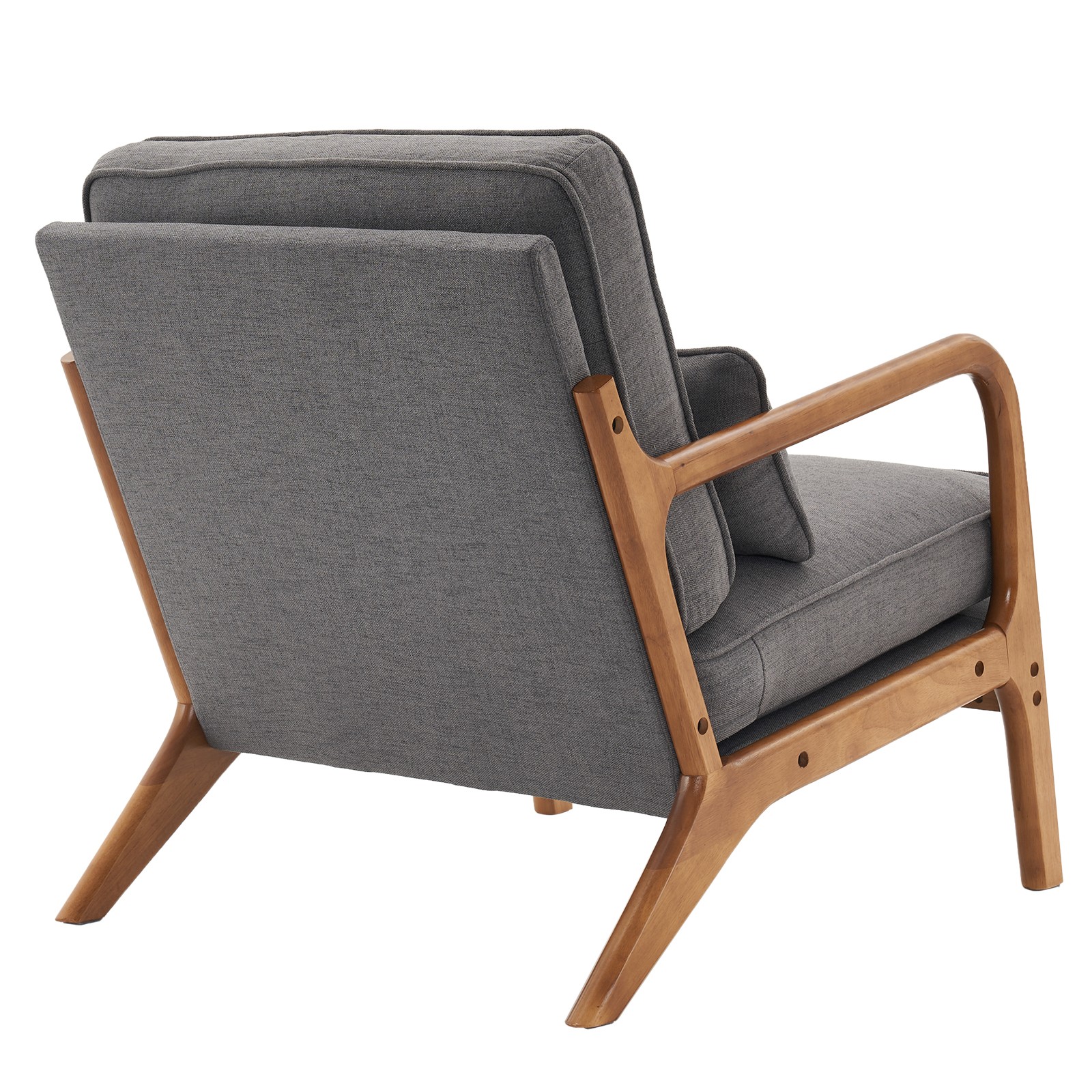Oak Armrest Upholstered Single Lounge Chair Dark Grey
