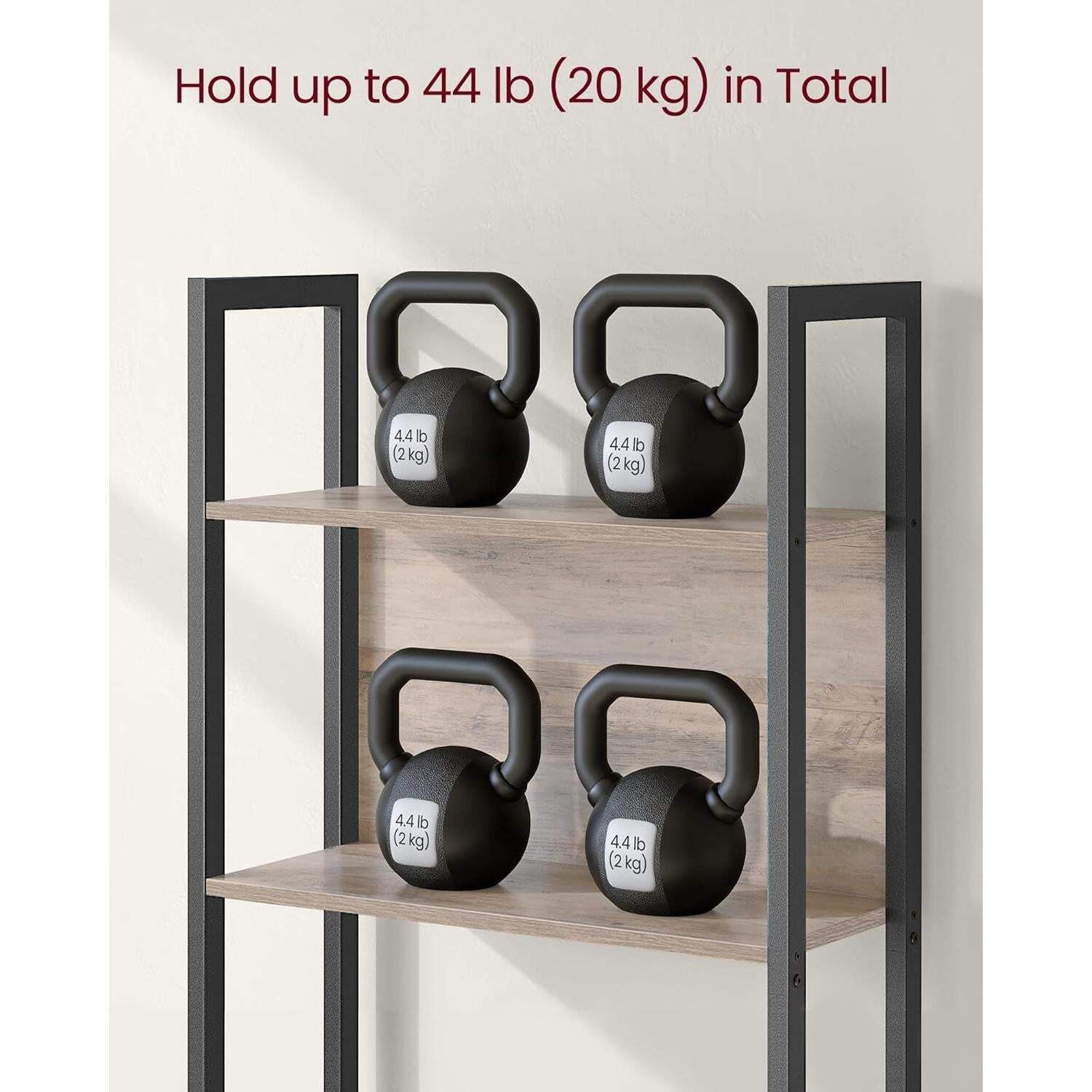 5 Tier Bookshelf Steel Frame 9.4Dx24.4Wx65H Greige Black