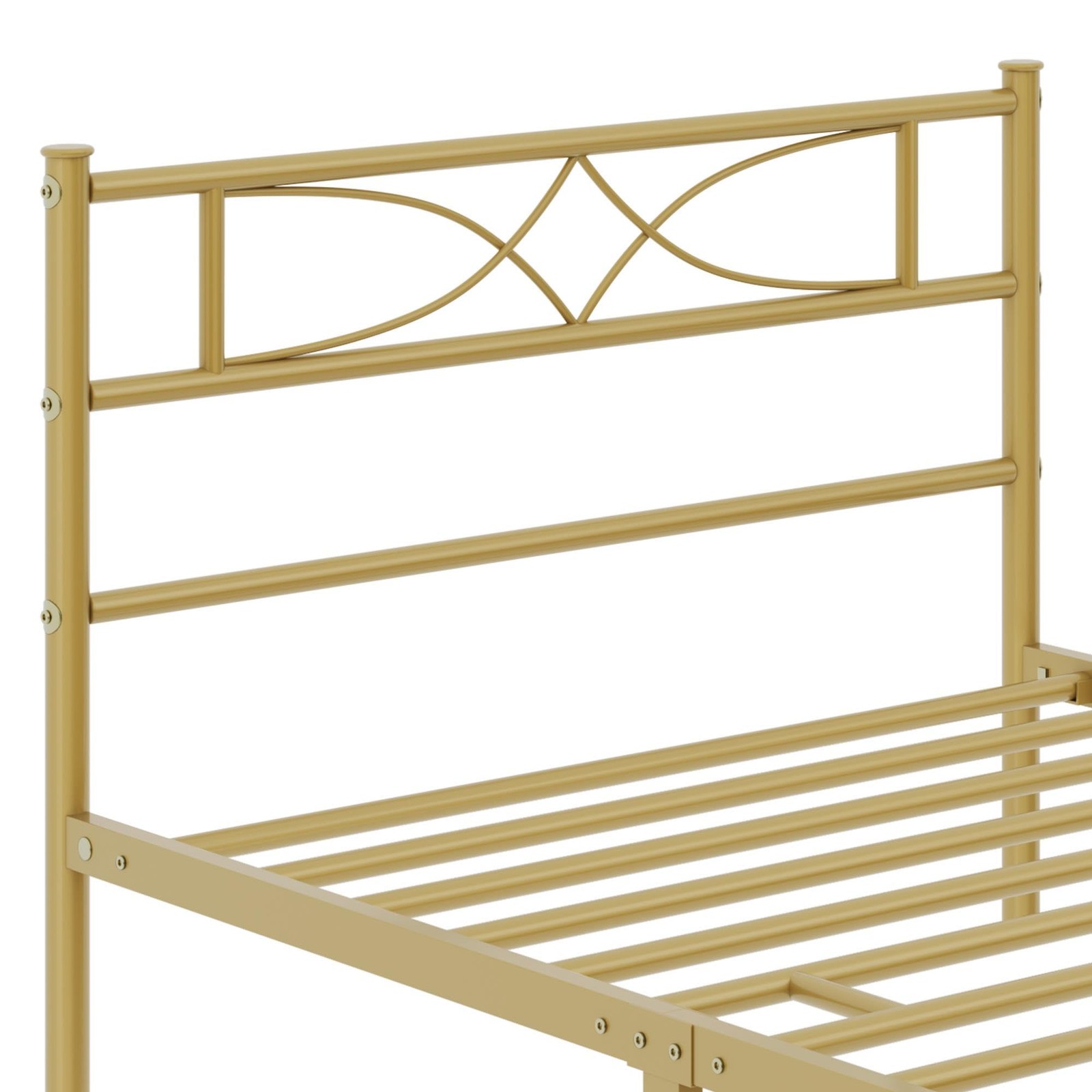 Metal Bed Frame with Curved Design Headboard and Footboard,13″ Underbed Storage
