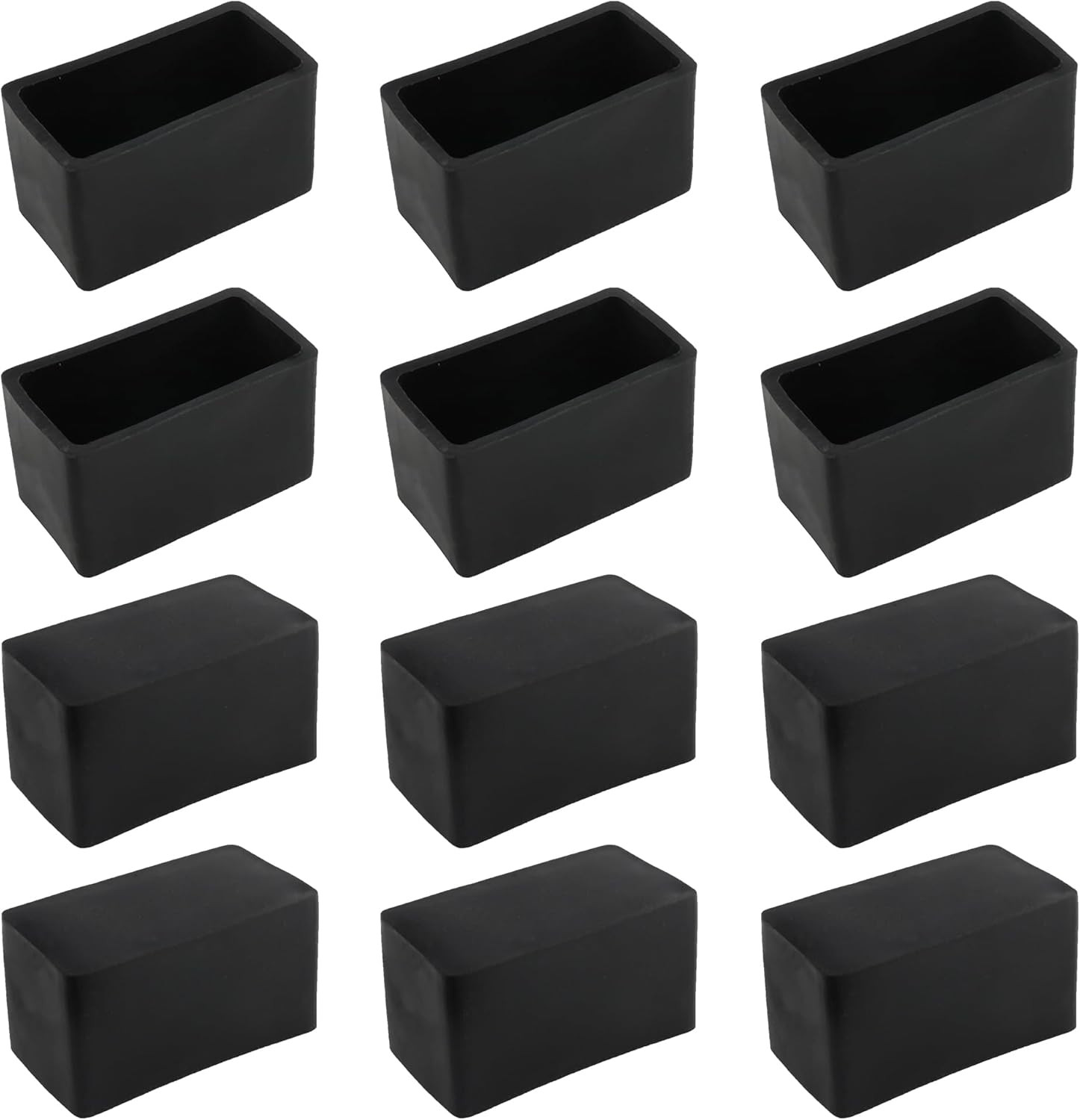 12PCS 3/4″ X 1-1/2″Rectangular Rubber Furniture Leg Caps, PVC Chair Leg Tips