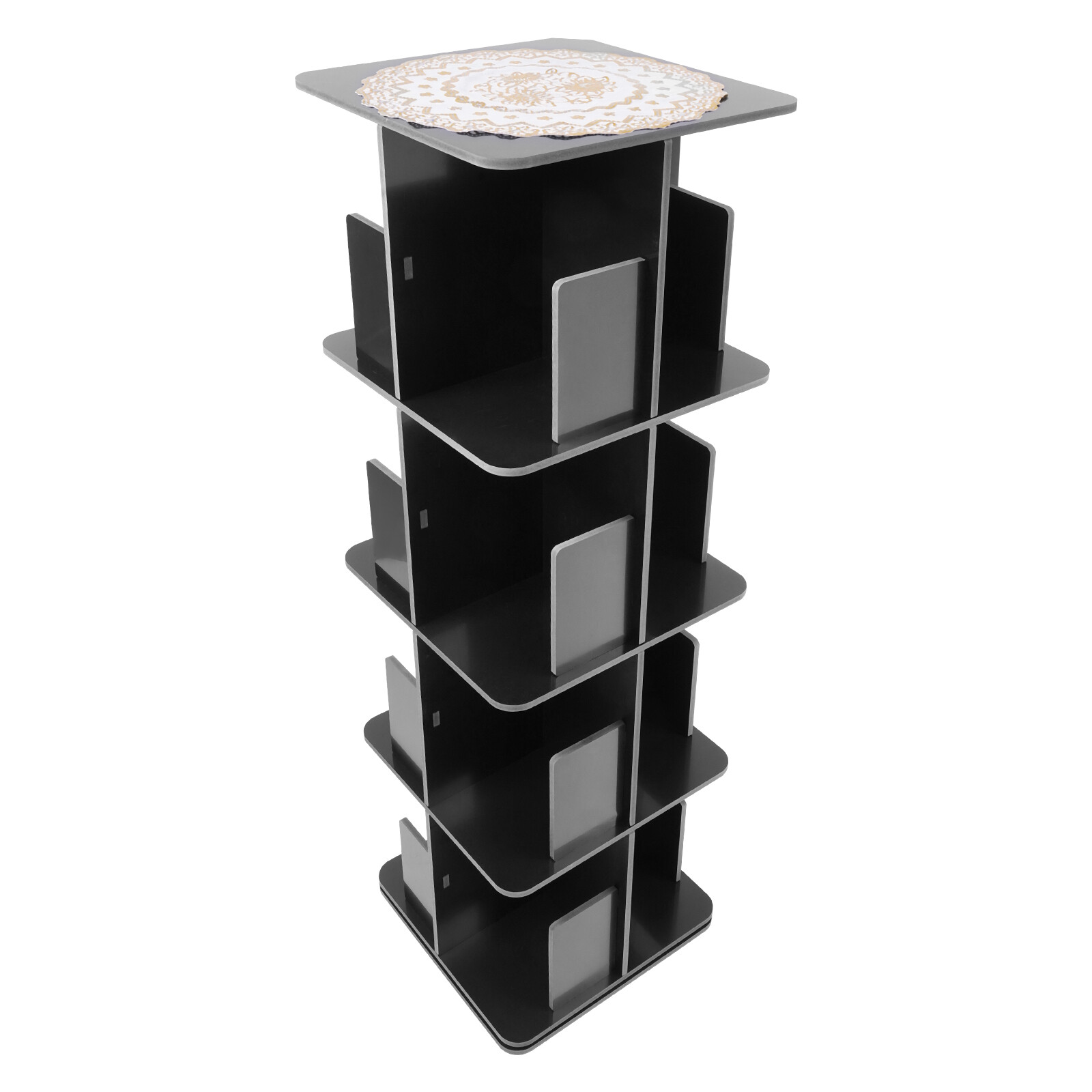 4 Tier 360° Rotating Bookcase Standing Shelf Corner Bookcase Office Shelf 50.5in