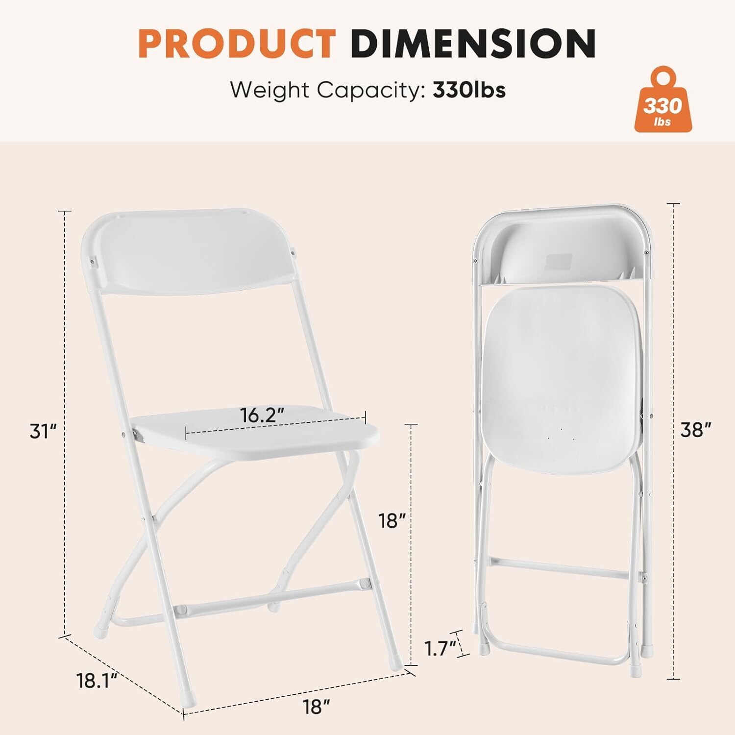 4 / 6 Pcs Folding Chair Plastic Sturdy Folding Chairs 330lbs Home Outdoor Indoor