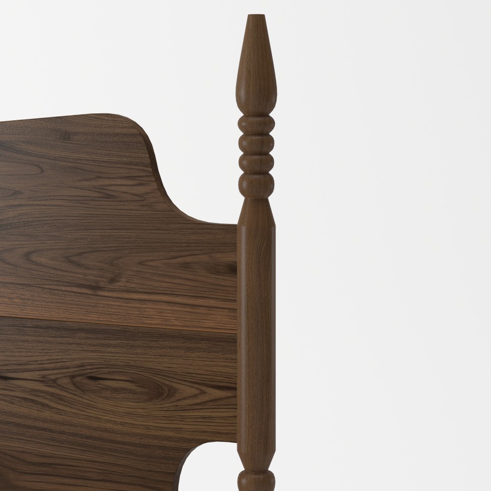 Queen Size Platform Bed Frame, Spindle Bed with Curved Tall Headboard