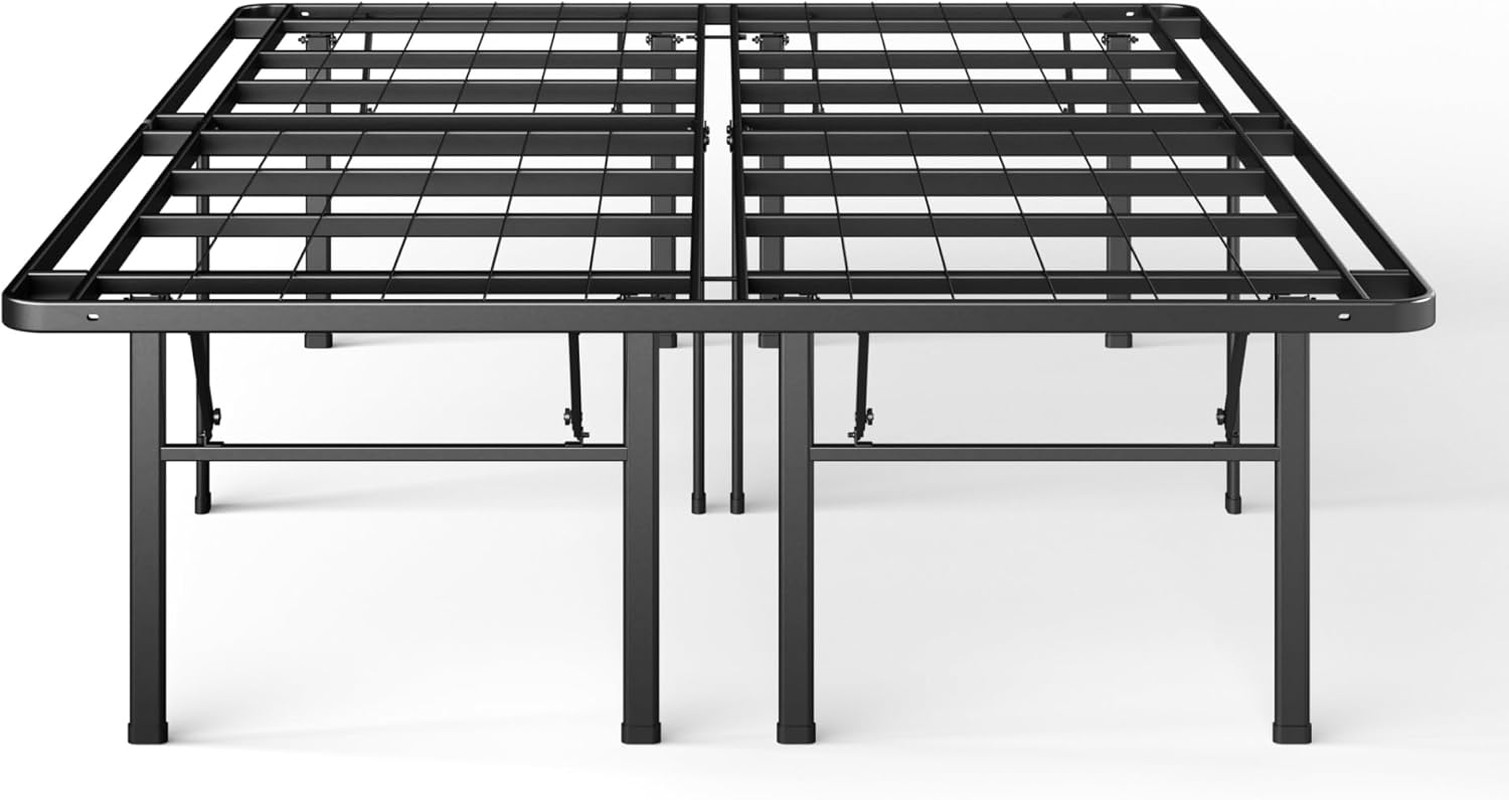 Heavy Duty 18″ Metal Platform Bed Frame – No Box Spring Needed, Queen Size