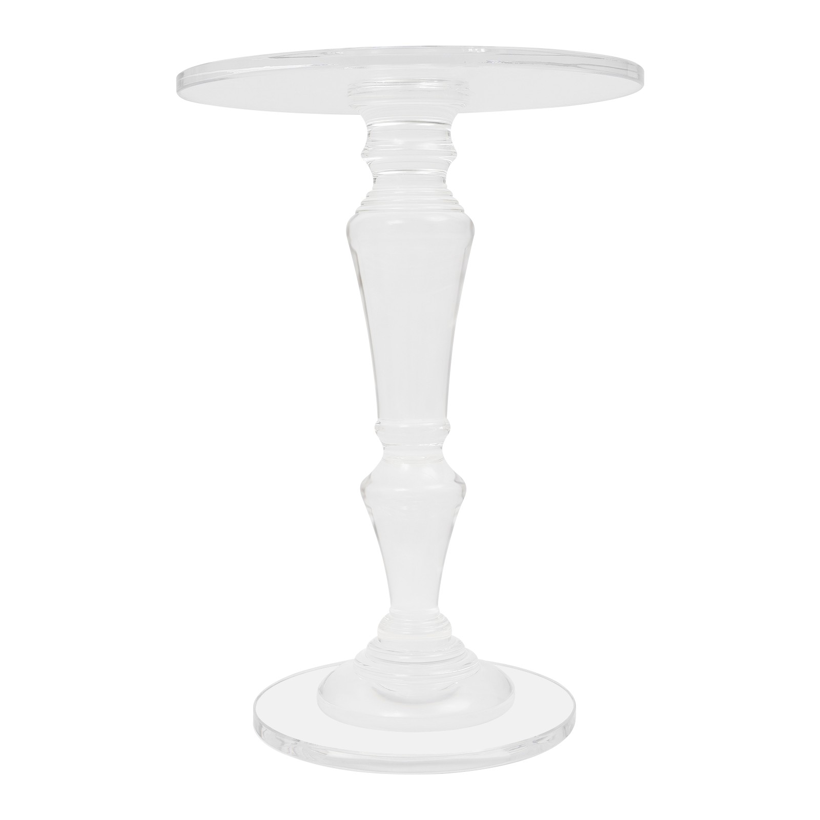 Clear Acrylic Side Table Round Ende Table Drink Table for Small Space 13.8″x19”