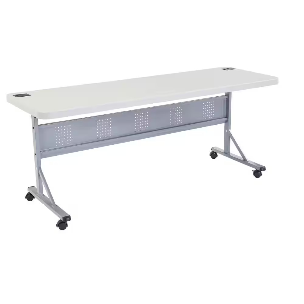 72 In. Grey Plastic Smooth Surface Folding Flip-N-Store Training Table