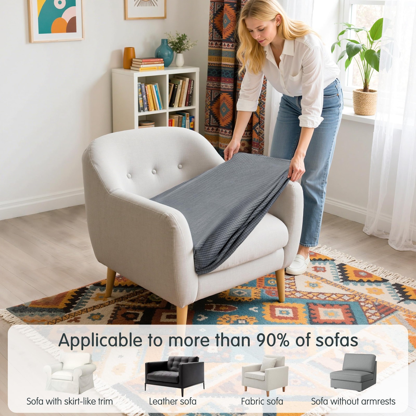 Stretch Sofa Cushion Covers Light Gray Slipcover for Seat Protection