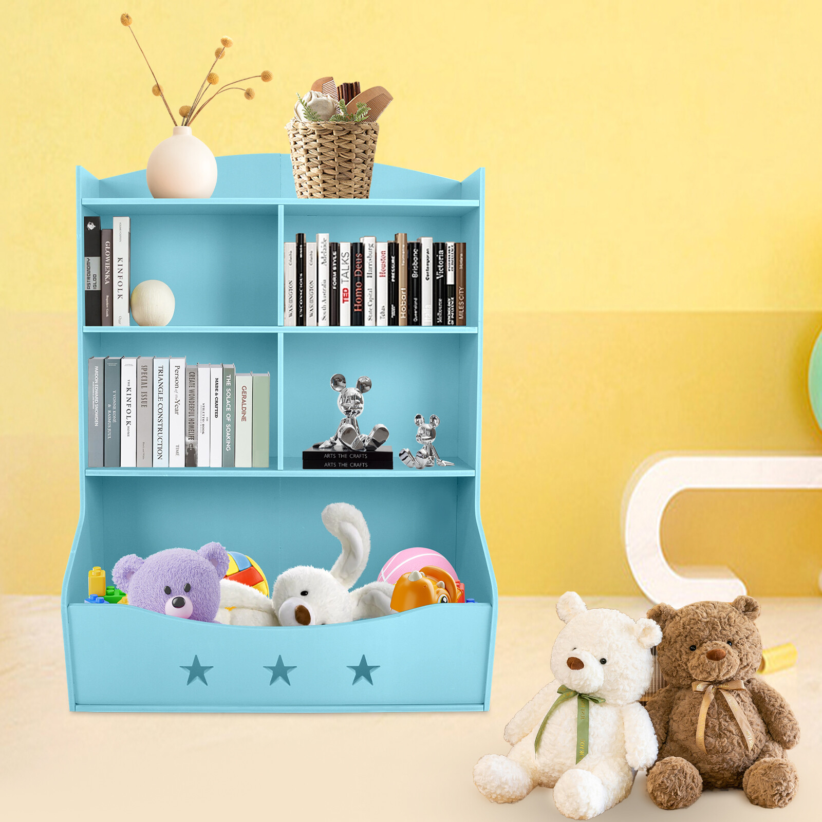 Kids Toy Storage Organizer, Kids Bookshelf, 3 Tier Children Bookcase and Bookshe