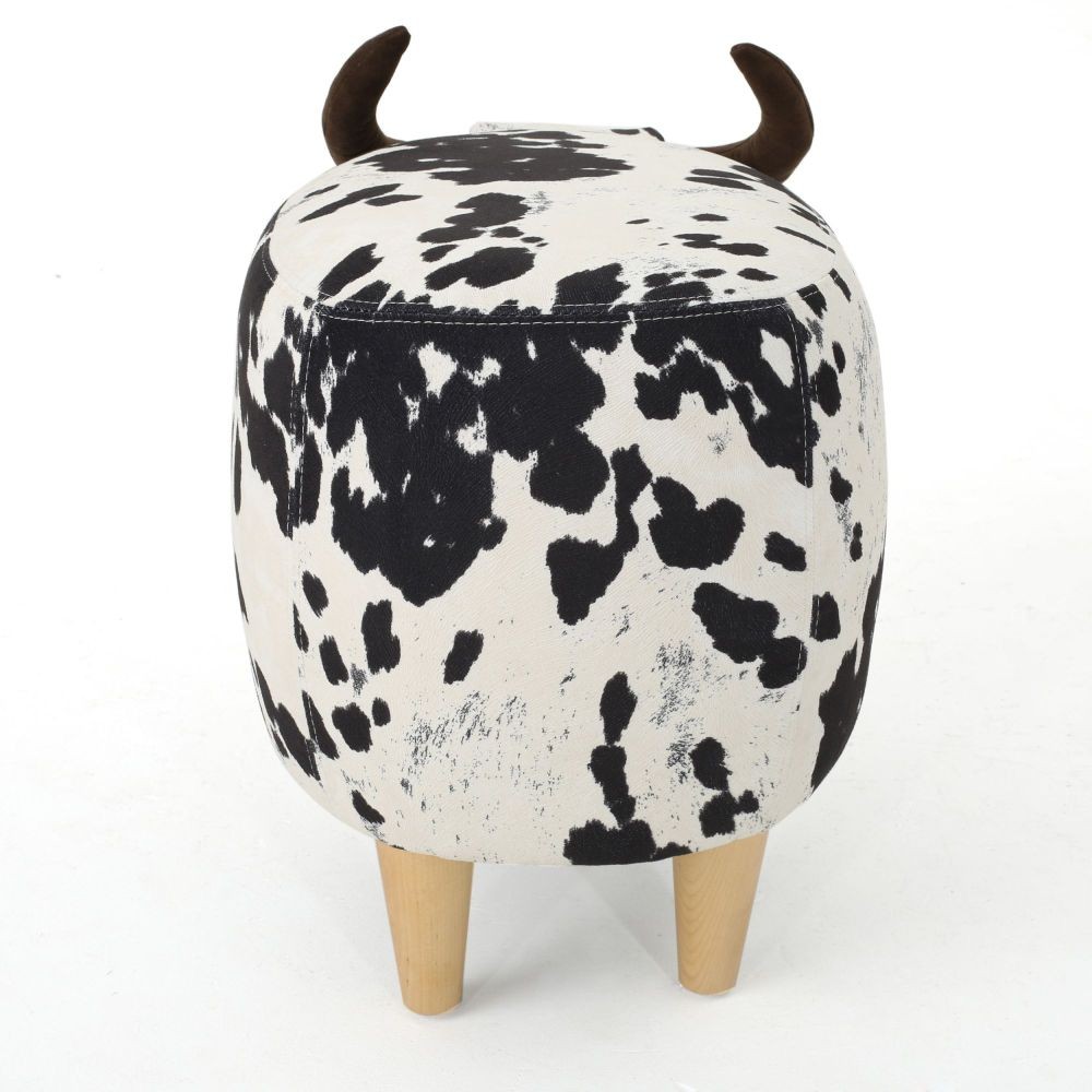 Animal Ottoman/Footstool, Black and White Cow-Shaped Ottoman, Modern Ottoman