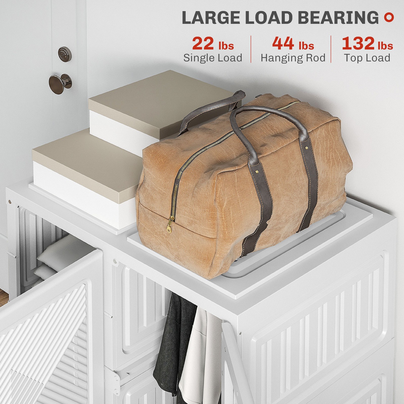 Portable Wardrobe Closet with Cube Compartments White
