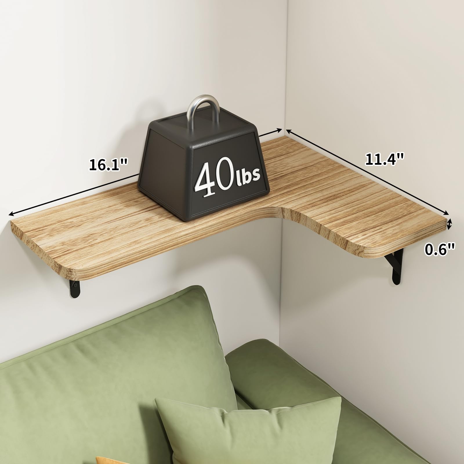 Fixwal Floating Shelves for Wall Set 16.1×11.4×5.5 inches, 1-carbonized Black