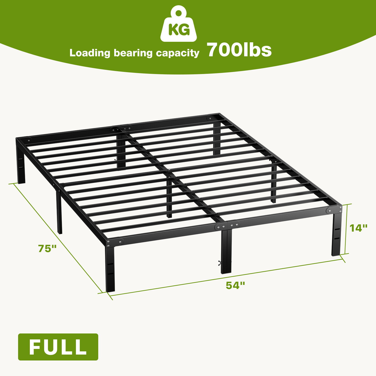Metal Bed Frame Mattress Foundation Steel Slat Support Storage Space for Bedroom