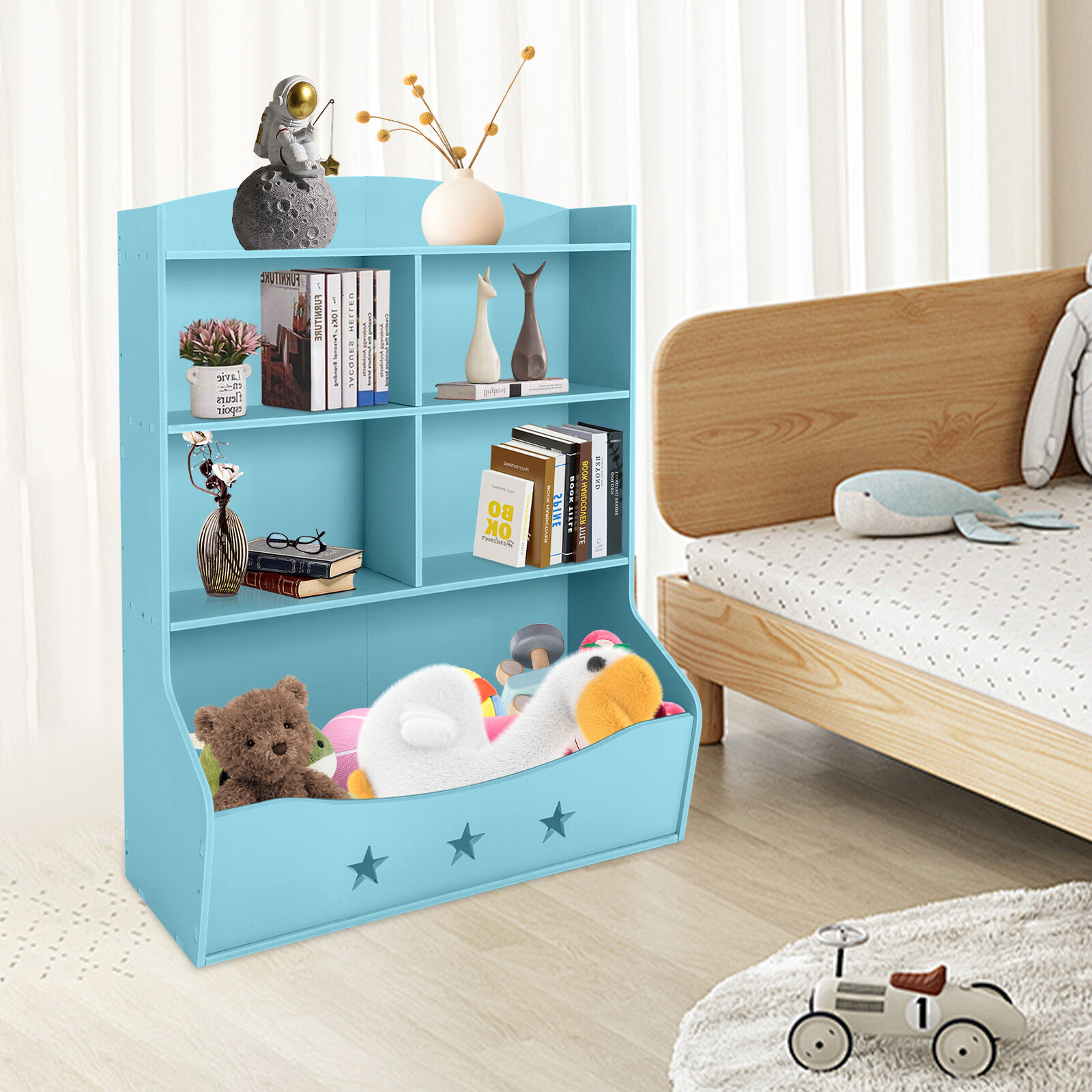 Kids Toy Storage Organizer, Kids Bookshelf, 3 Tier Children Bookcase and Bookshe
