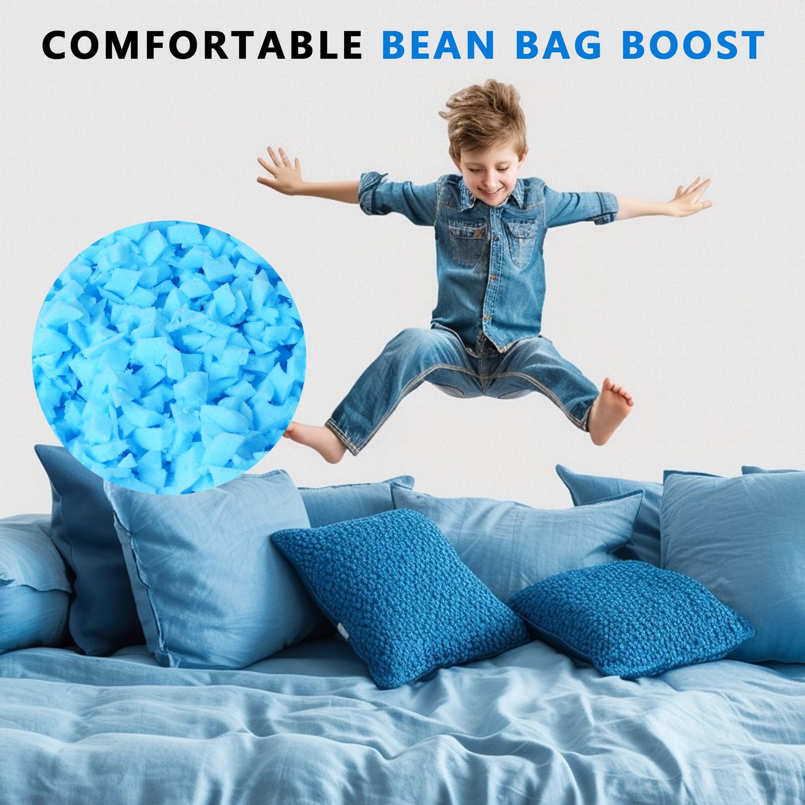 10 LBS Bean Bag Filler Comfortable Soft Memory Foam Stuffing Pillow Dog Bed