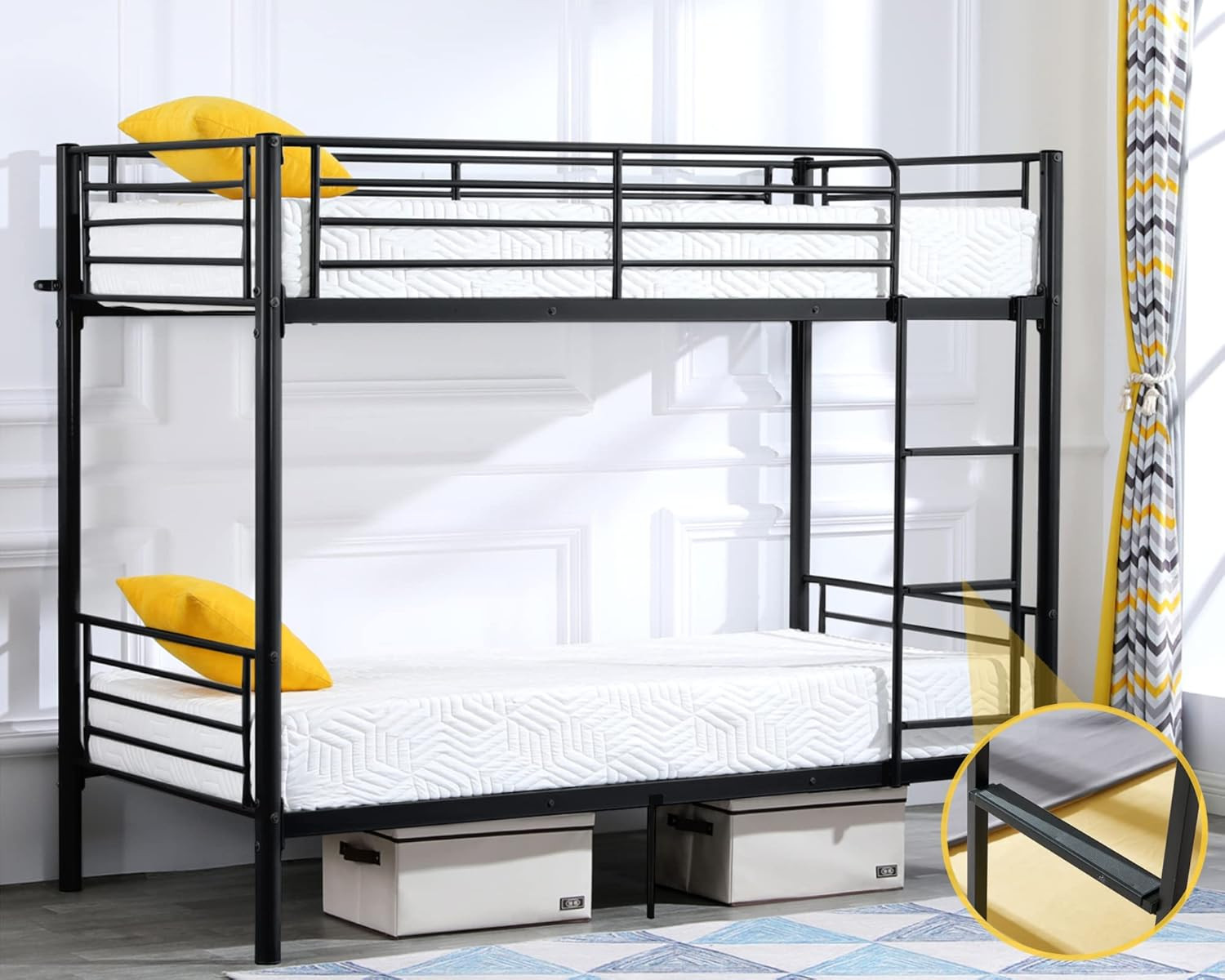 Bunk Bed Twin over Twin for Kids/Teens/Adults Heavy Duty 2 Decker Bed with Flat