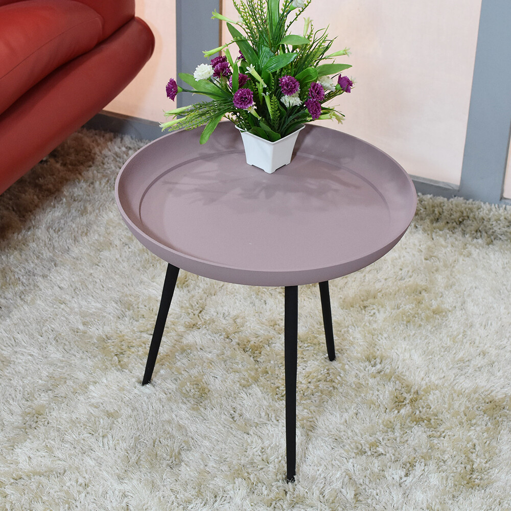 Handmade Modern Side Table Aluminum & Iron Round Pink 15.5×15.5×15.5 In BBH Home