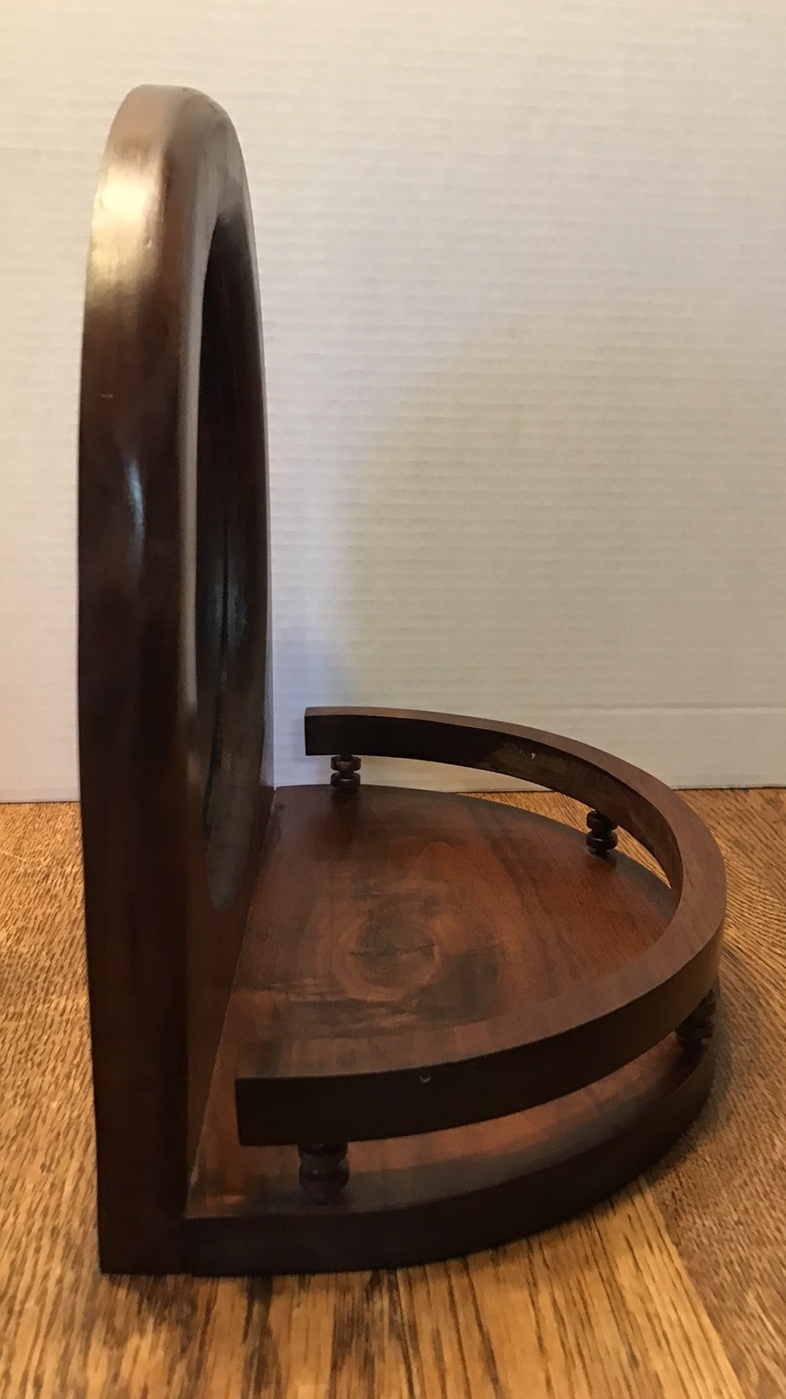 VTG Half Round Wall Hanging w/ Mirror Wood Spindle Ledge Juliet Balcony Shelf