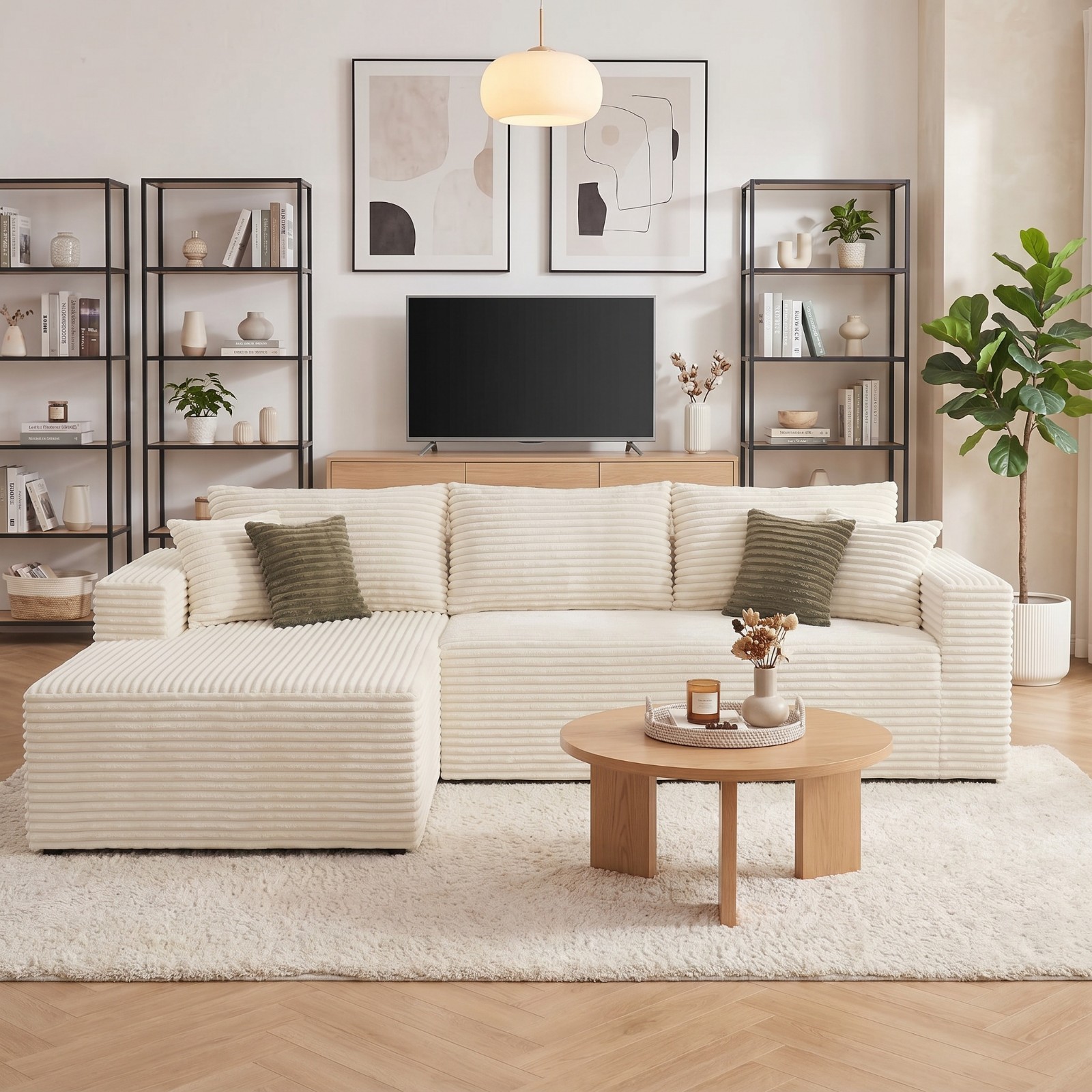 L Shaped Sectional Sofa Cloud Couch Compression Boneless Sofas w/Oversized Chais
