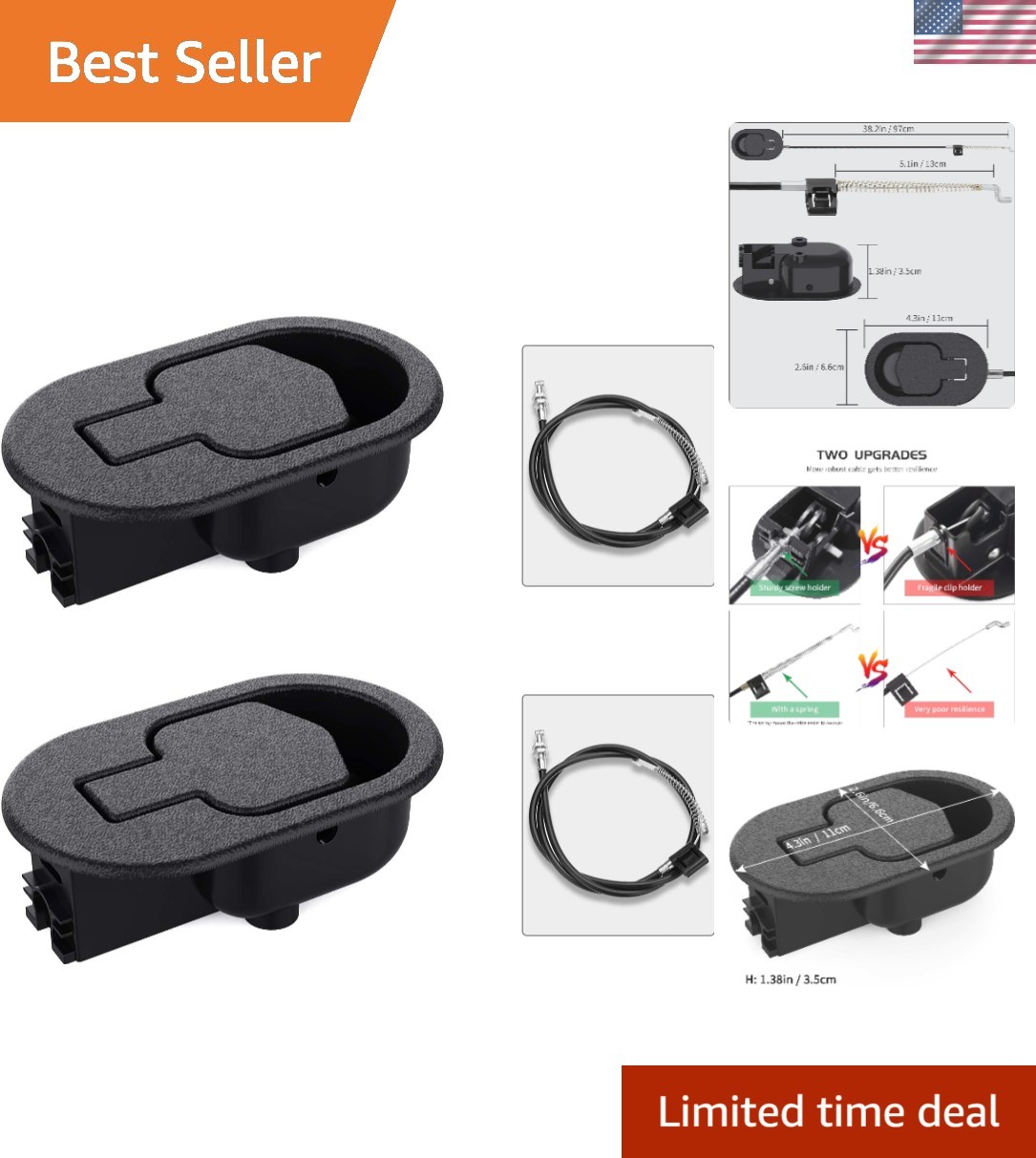 Recliner Replacement Parts Handle Cable Set for Sofa Couch Chairs 2 Pack