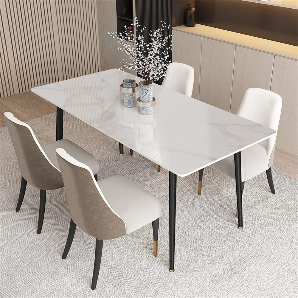 Slate Dining Table Rectangular Kitchen Desk Breakfast Furniture for 6-Person