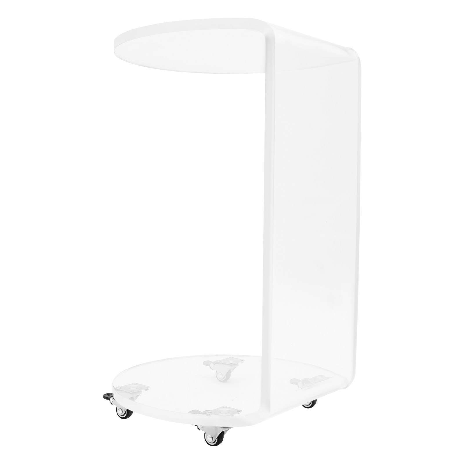 Acrylic Nightstand Side Table 2-Tier Clear Modern with 4 Wheels 66 lbs Capacity.