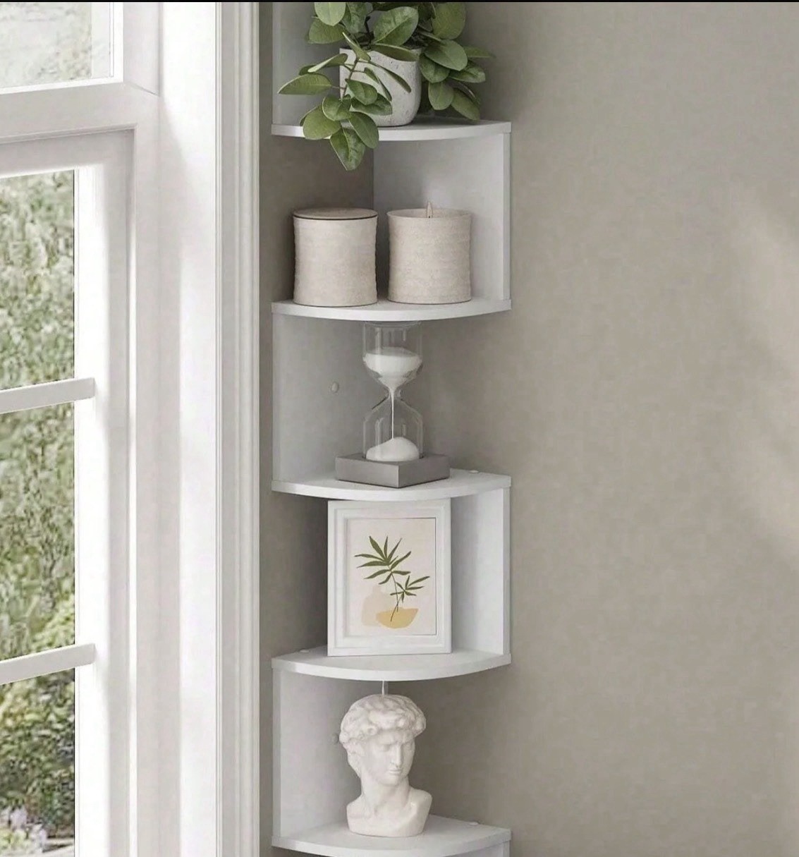 White 5-Shelf Wall Mounted pvc Composite Shelf, Multi-Room Use, bear 60kg weight