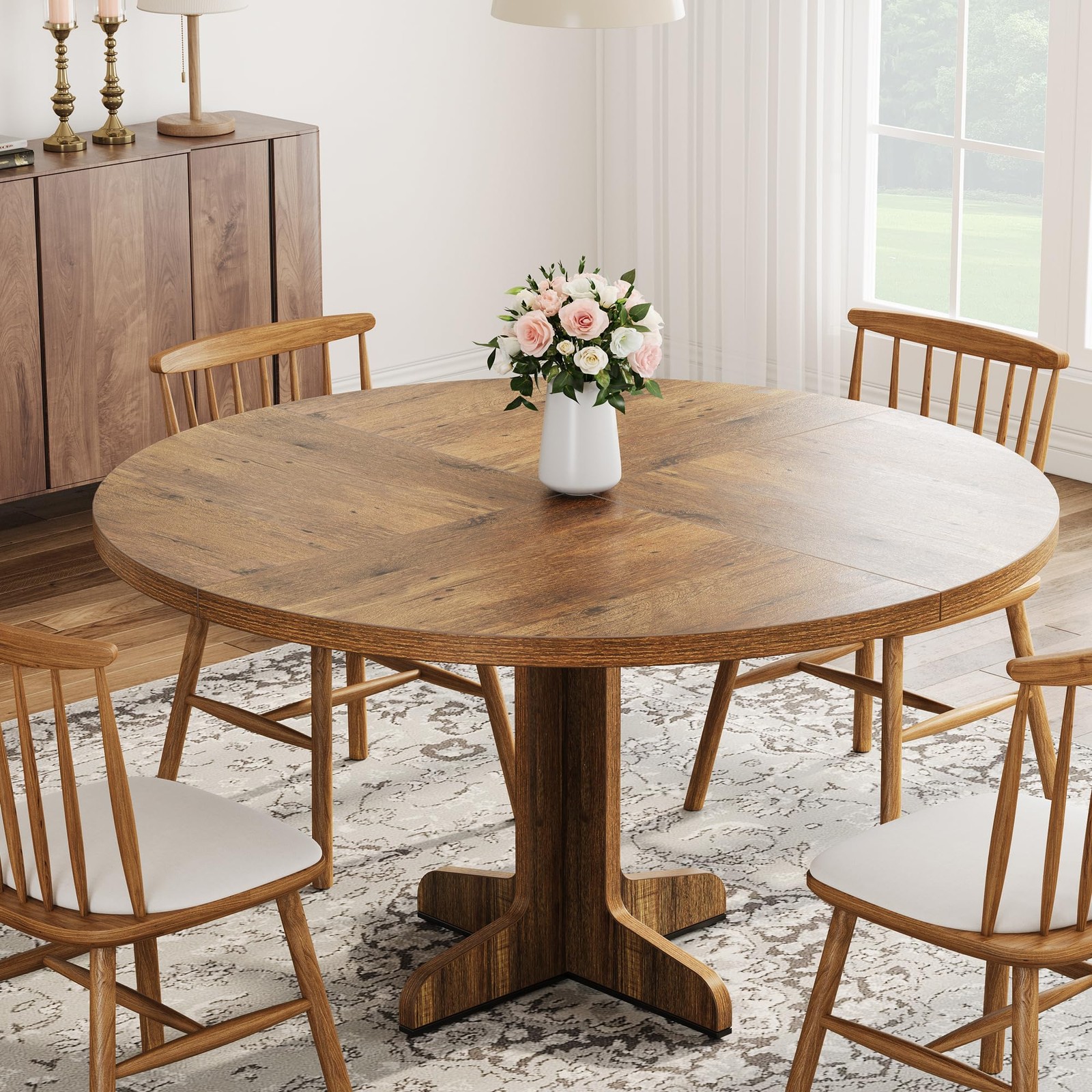 47 in Round Dining Table for 4-6 People, Farmhouse Kitchen Table ,Dinner Table