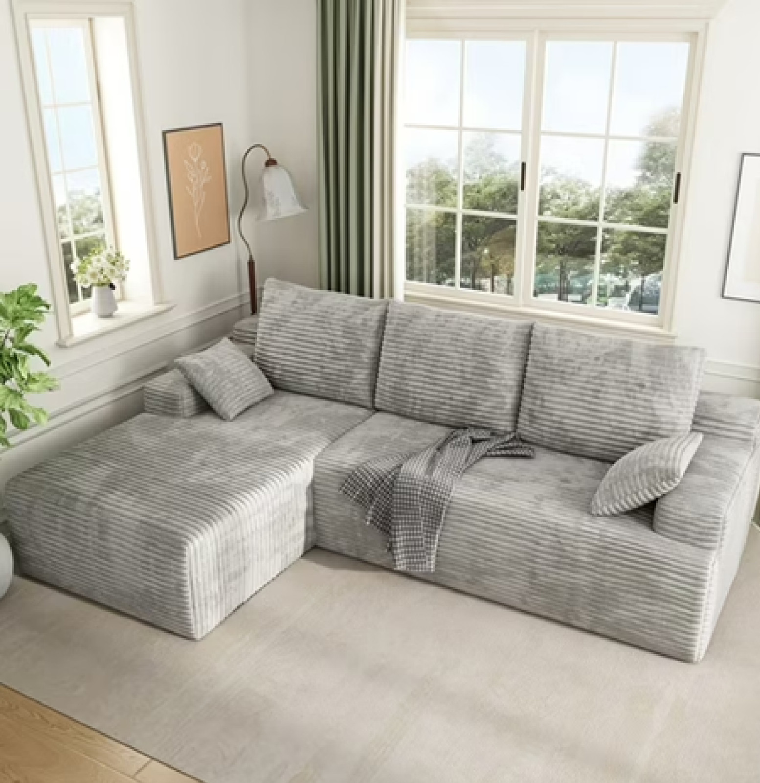 IDEALSOUL 104″ Cloud Sectional Couch with L-Shape Chaise, Modern Modular Sofa