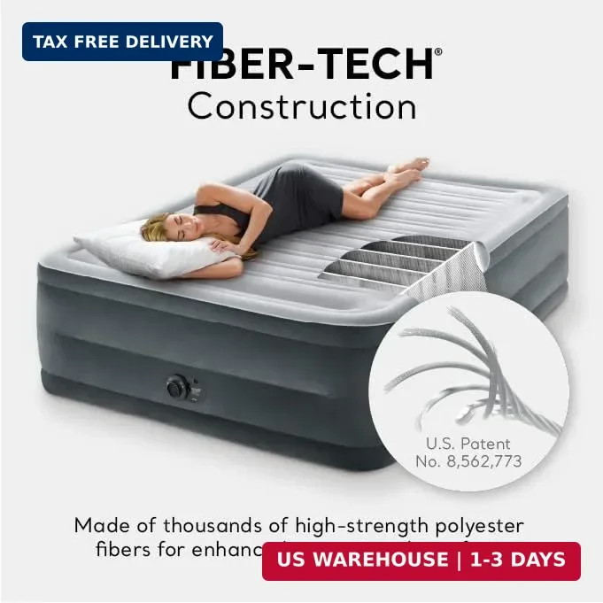 Intex 64417ED 22in Queen Dura-Beam Comfort Plush High-Rise Inflatable Air Mattre