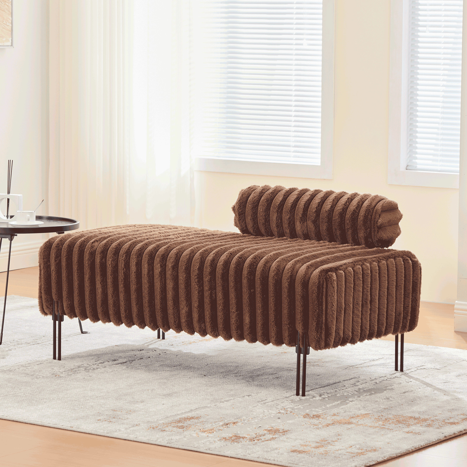 49.6″ Wide Upholstered Mini Loveseat with Metal Legs, 2-Seater Small Sofa End of